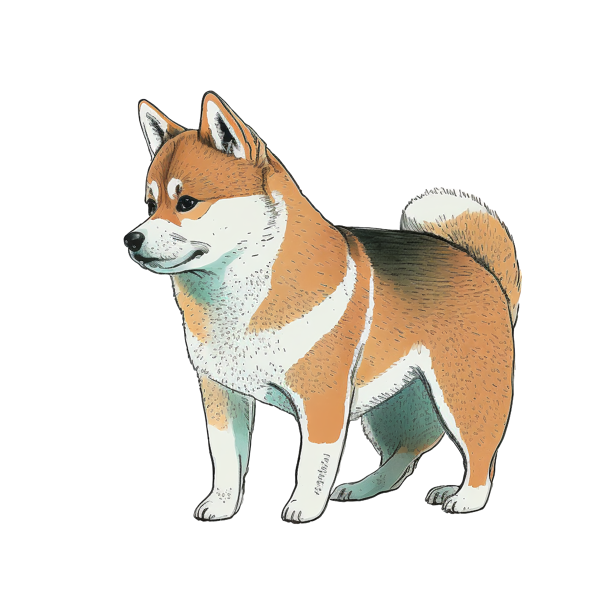 Hand-drawn cartoon Shiba Inu PNG graphic material