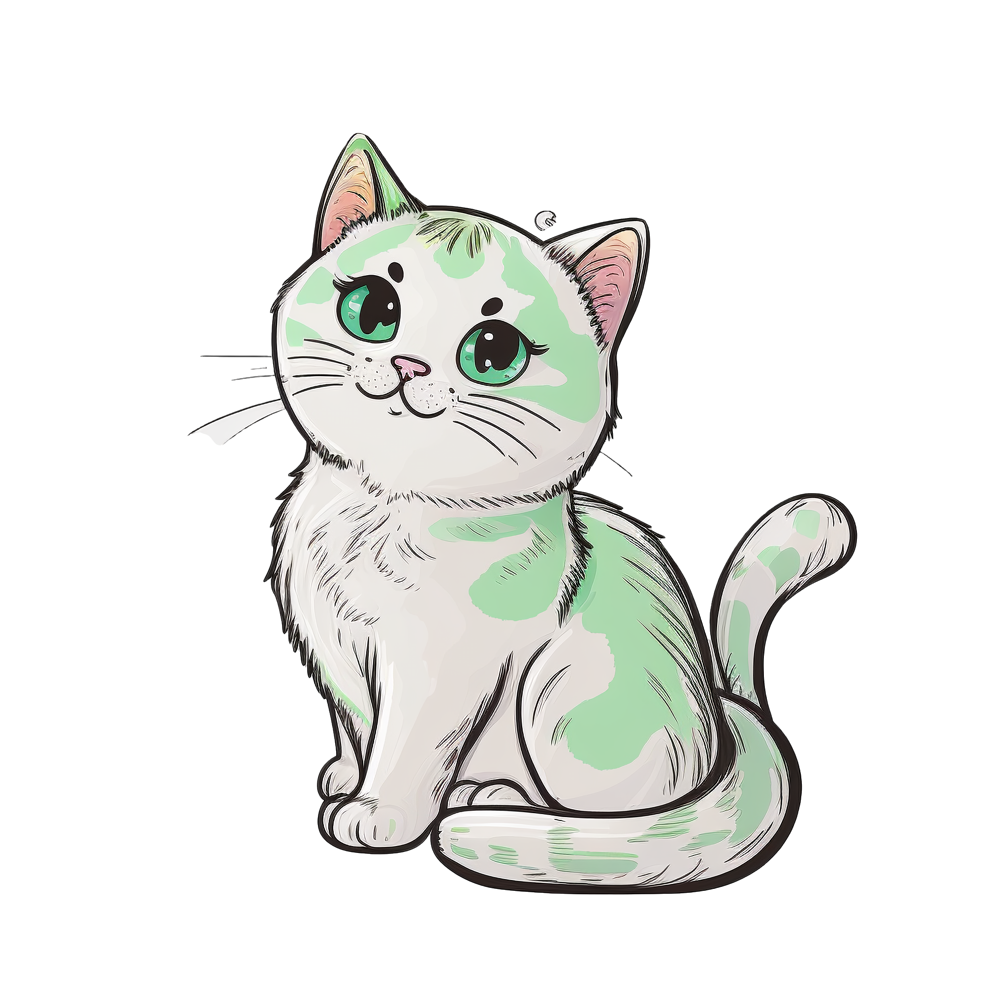 Cute and friendly hand-drawn Dona cat PNG graphic material
