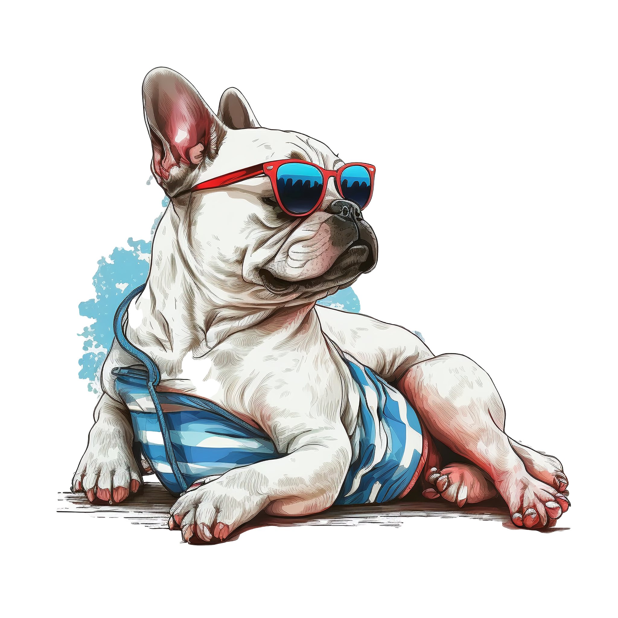 Cool Dog Sunglasses Sunbed Illustration Design