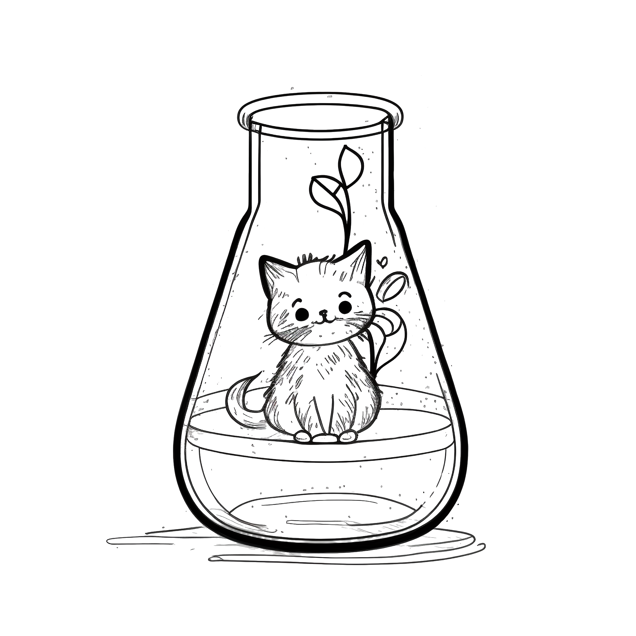 The cute cat in the chemical bottle