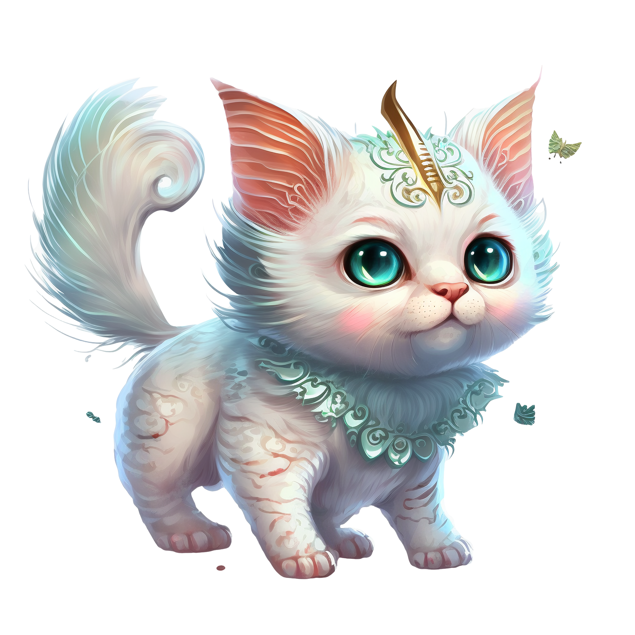 Cute fantasy cat illustration design on a white background