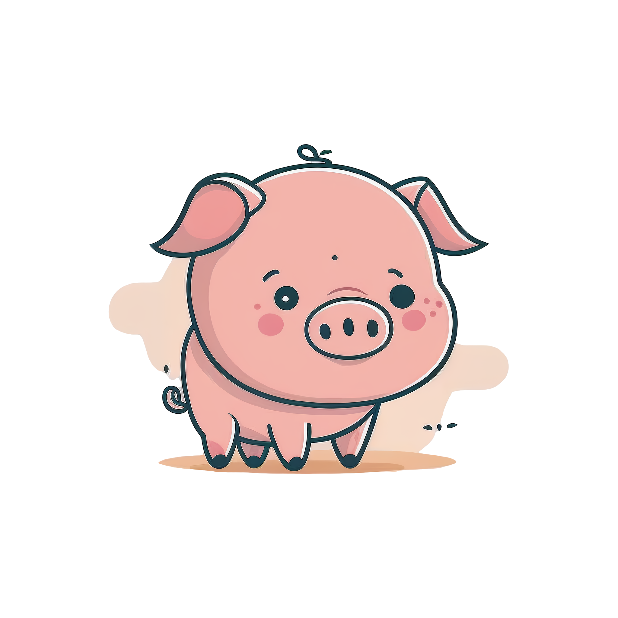 Cute pig head cartoon logo design PNG material