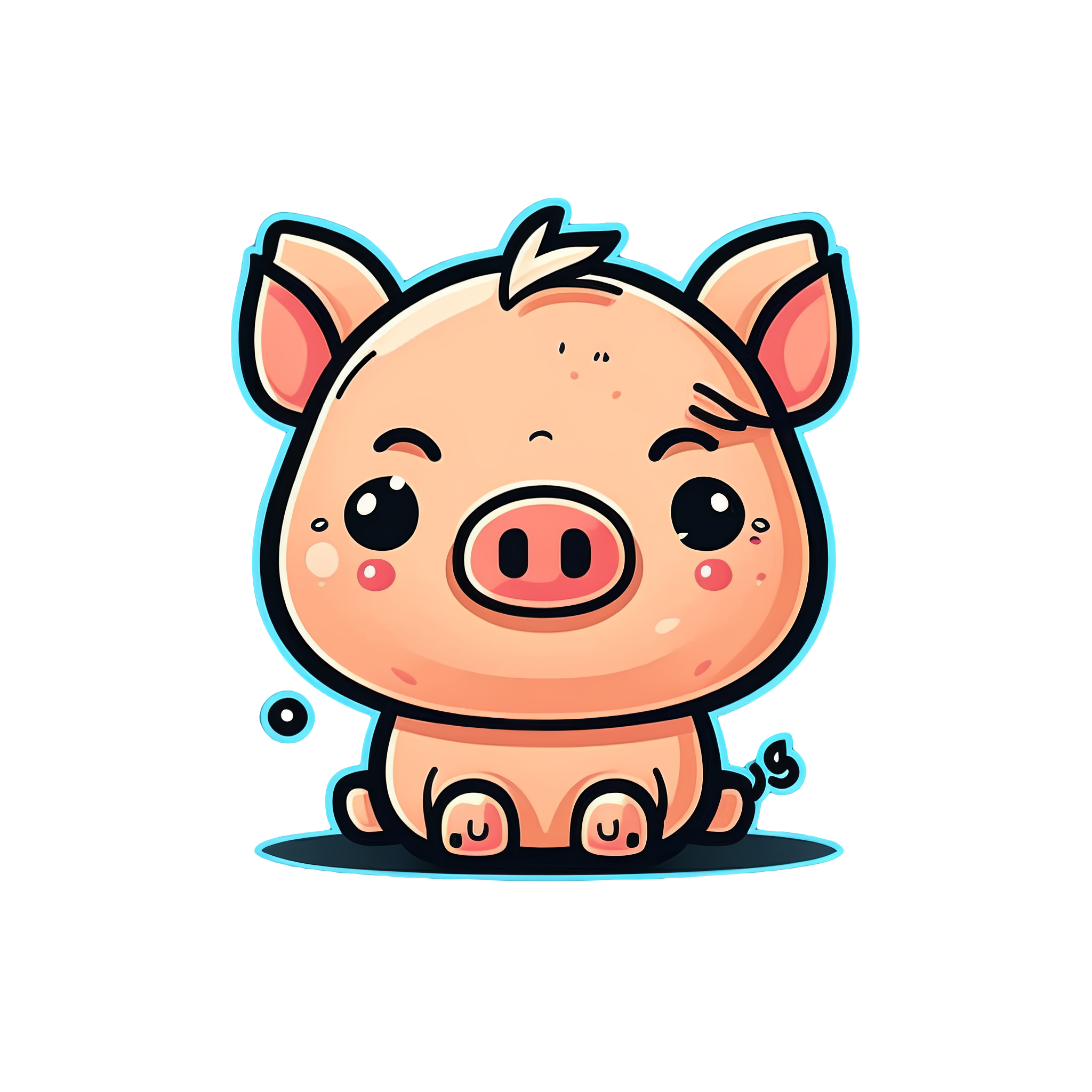 Cartoon Pig Flat Color Design Logo