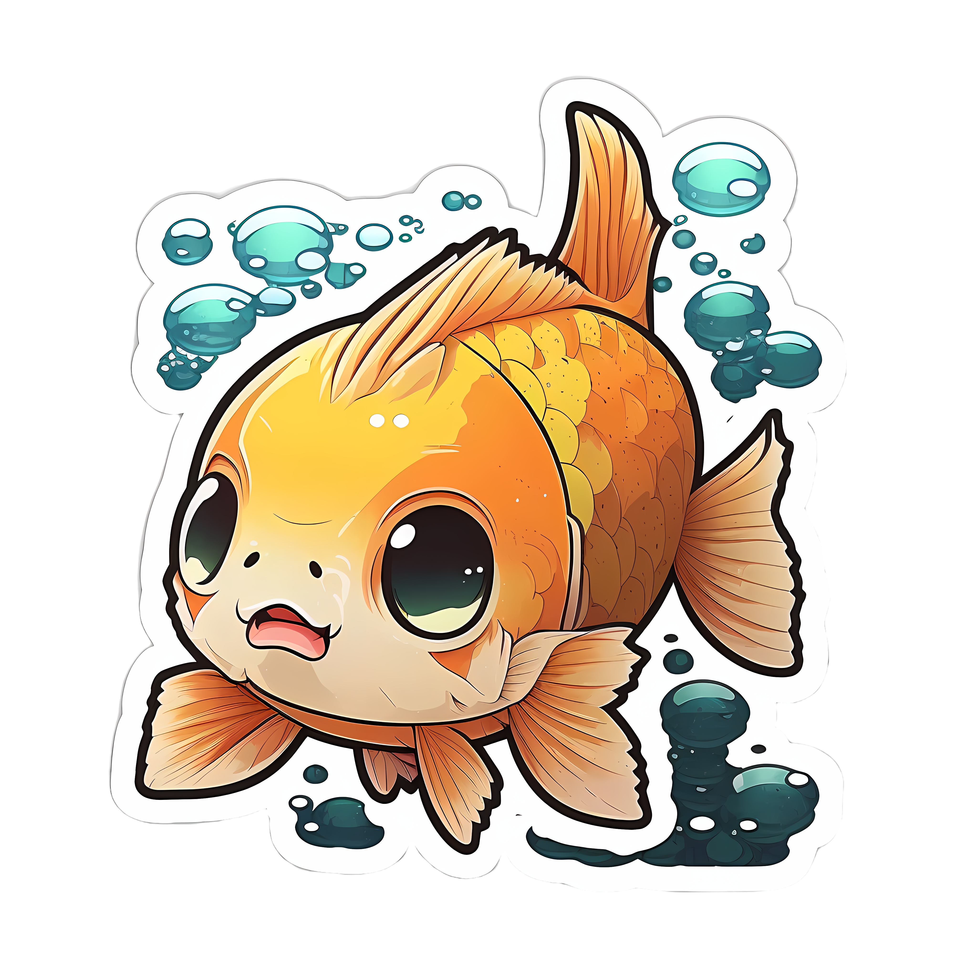 Cute cartoon-style adorable koi fish stickers
