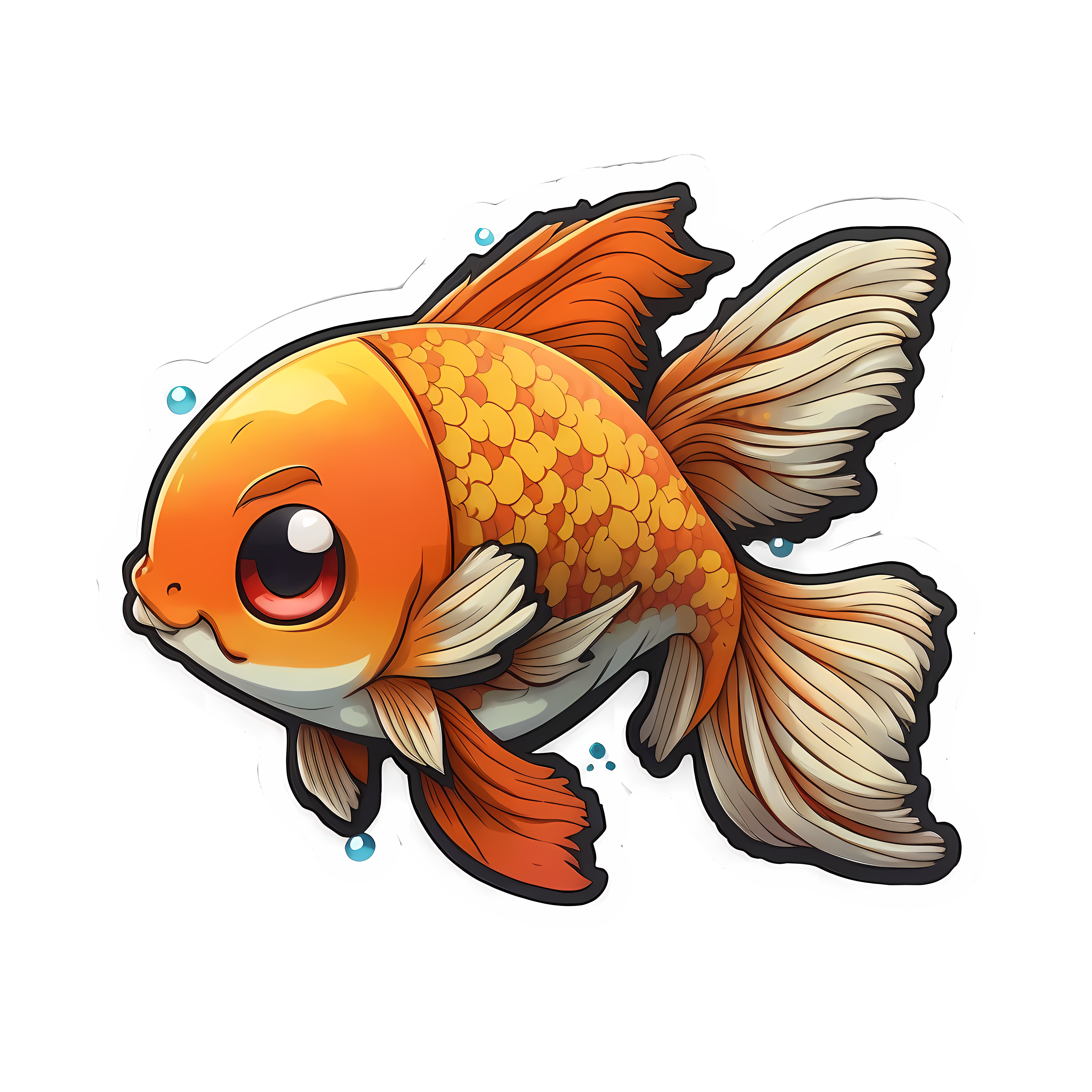 Cute cartoon koi fish sticker