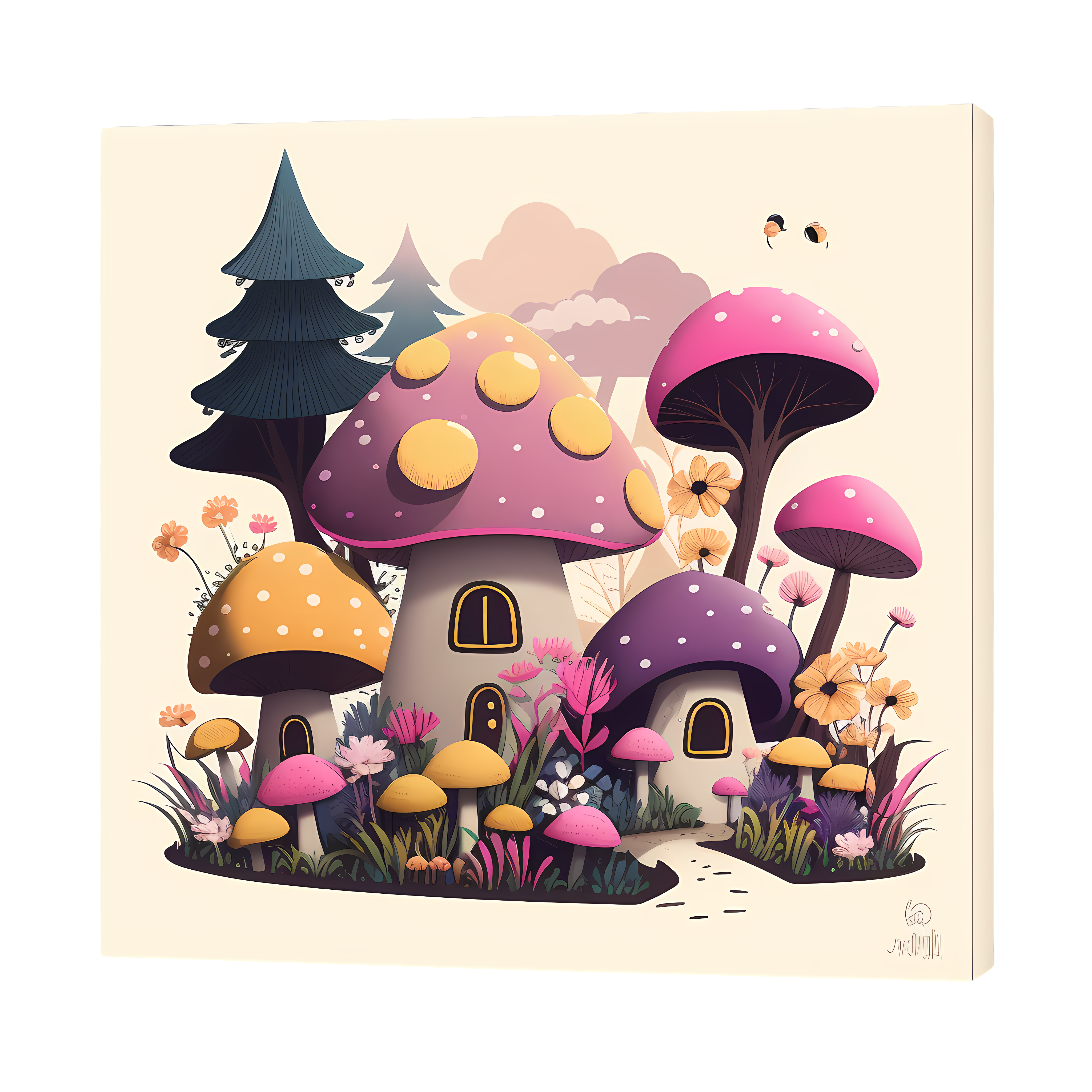 Village garden illustration design materials
