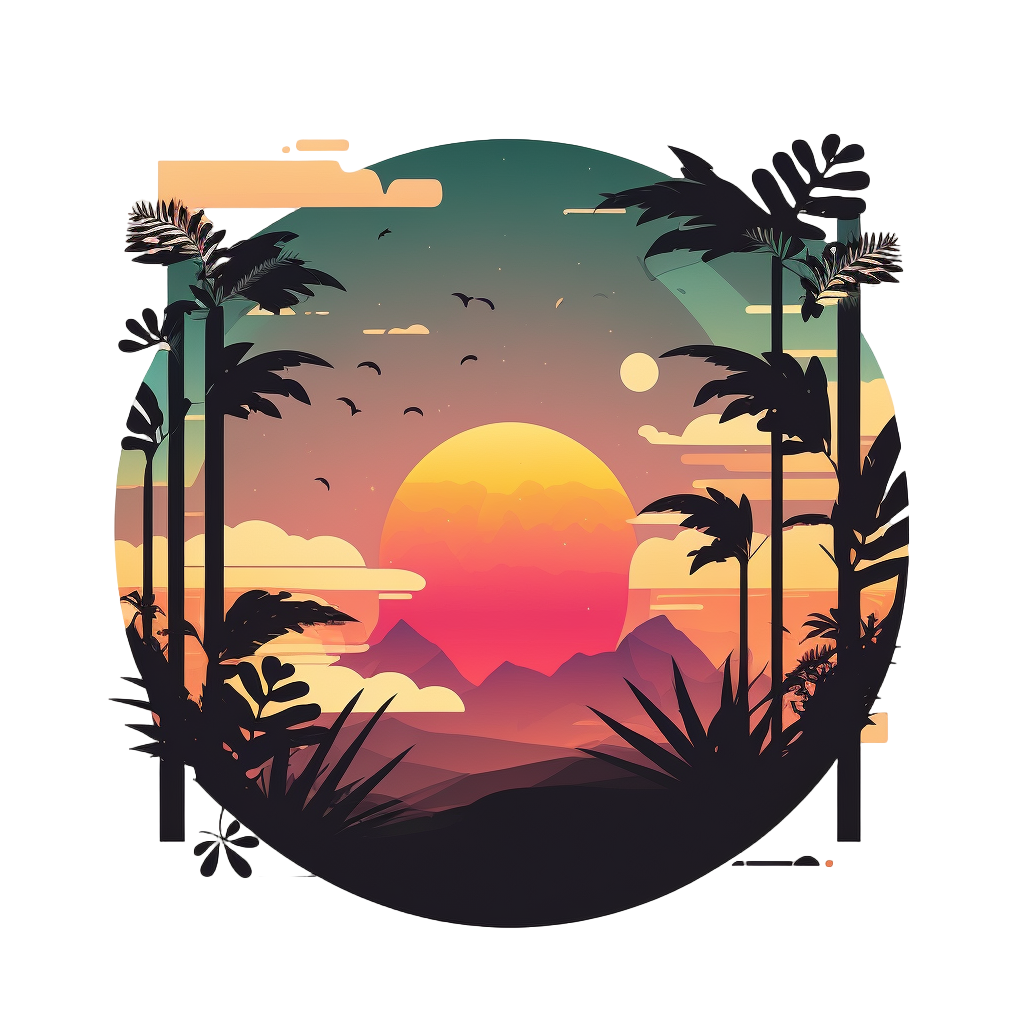 Flat illustration design elements - transparent sunset