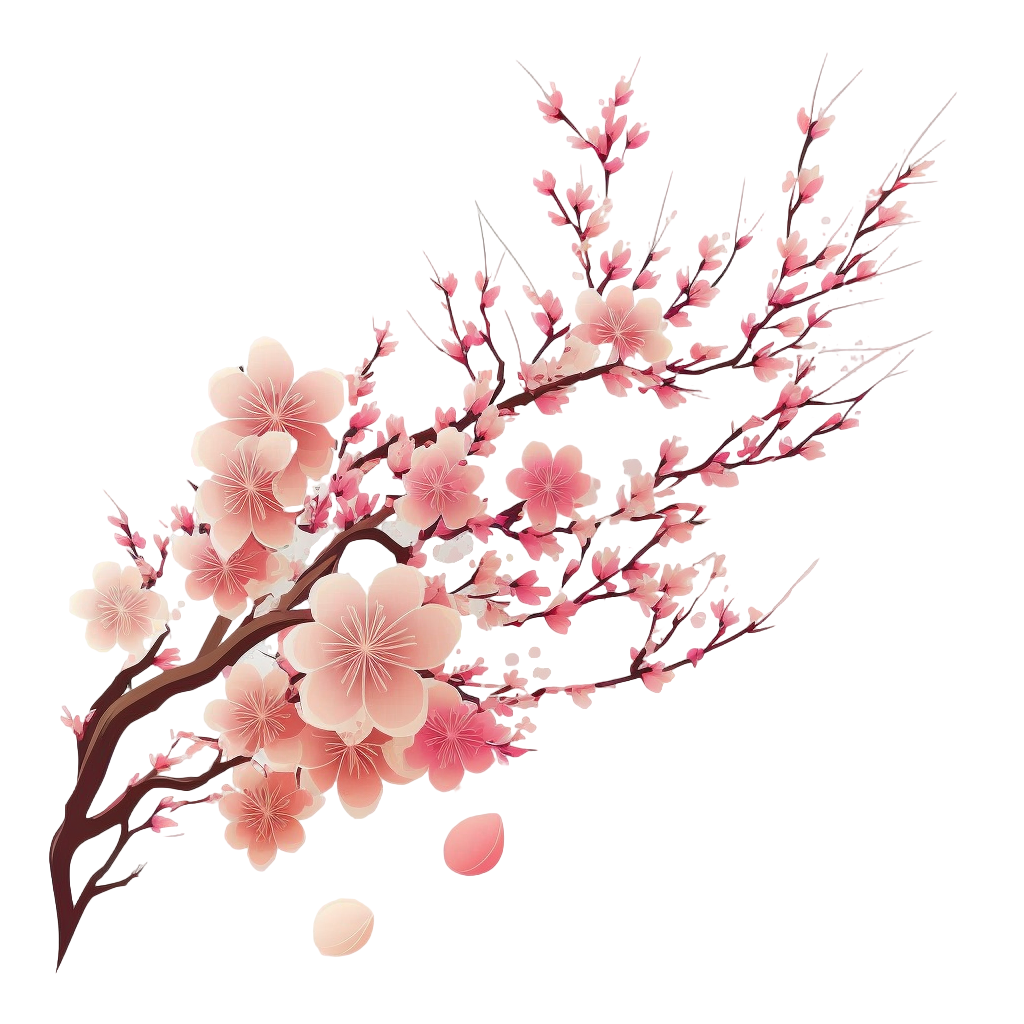 Hand-drawn illustration of cherry blossom branches