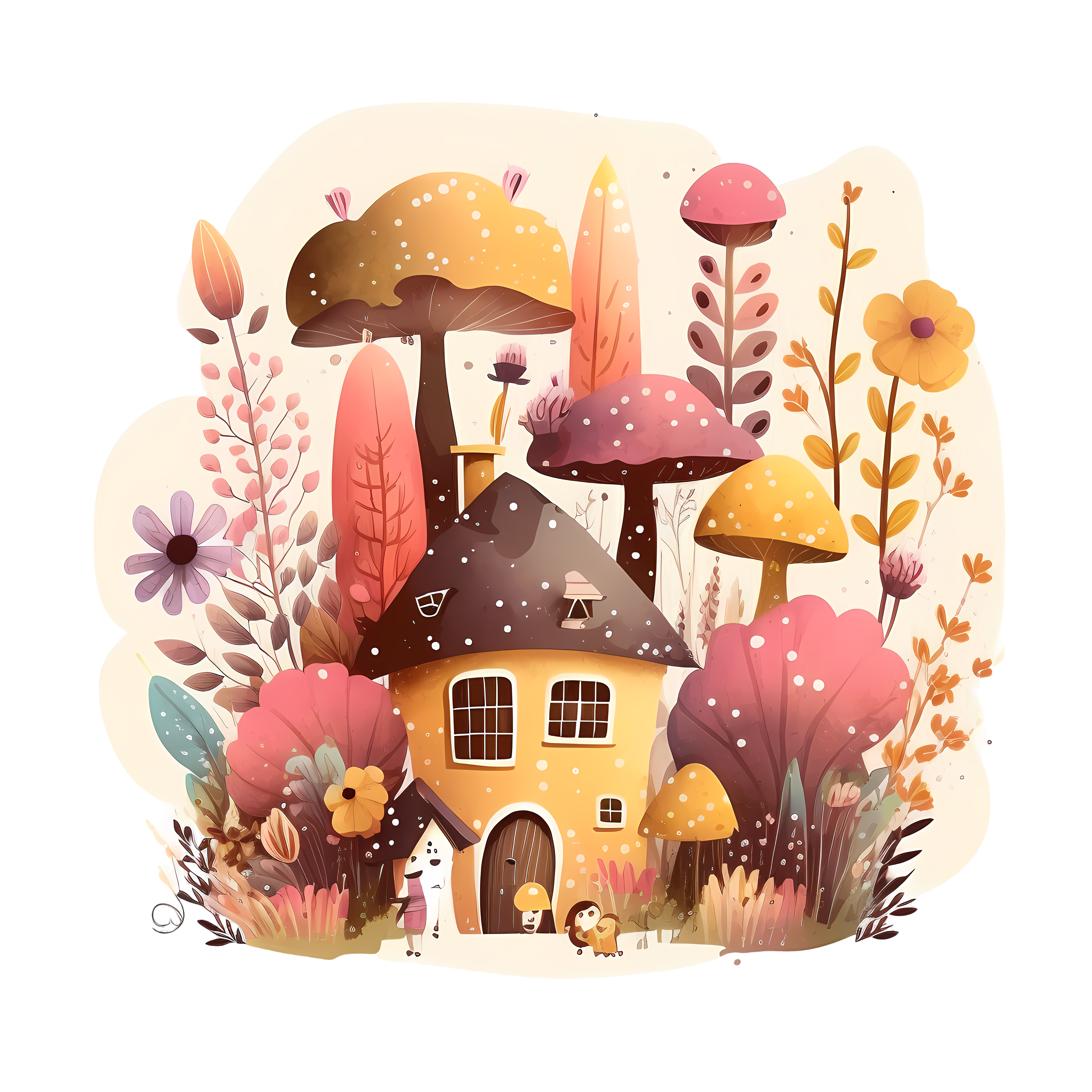 Village garden illustration design materials