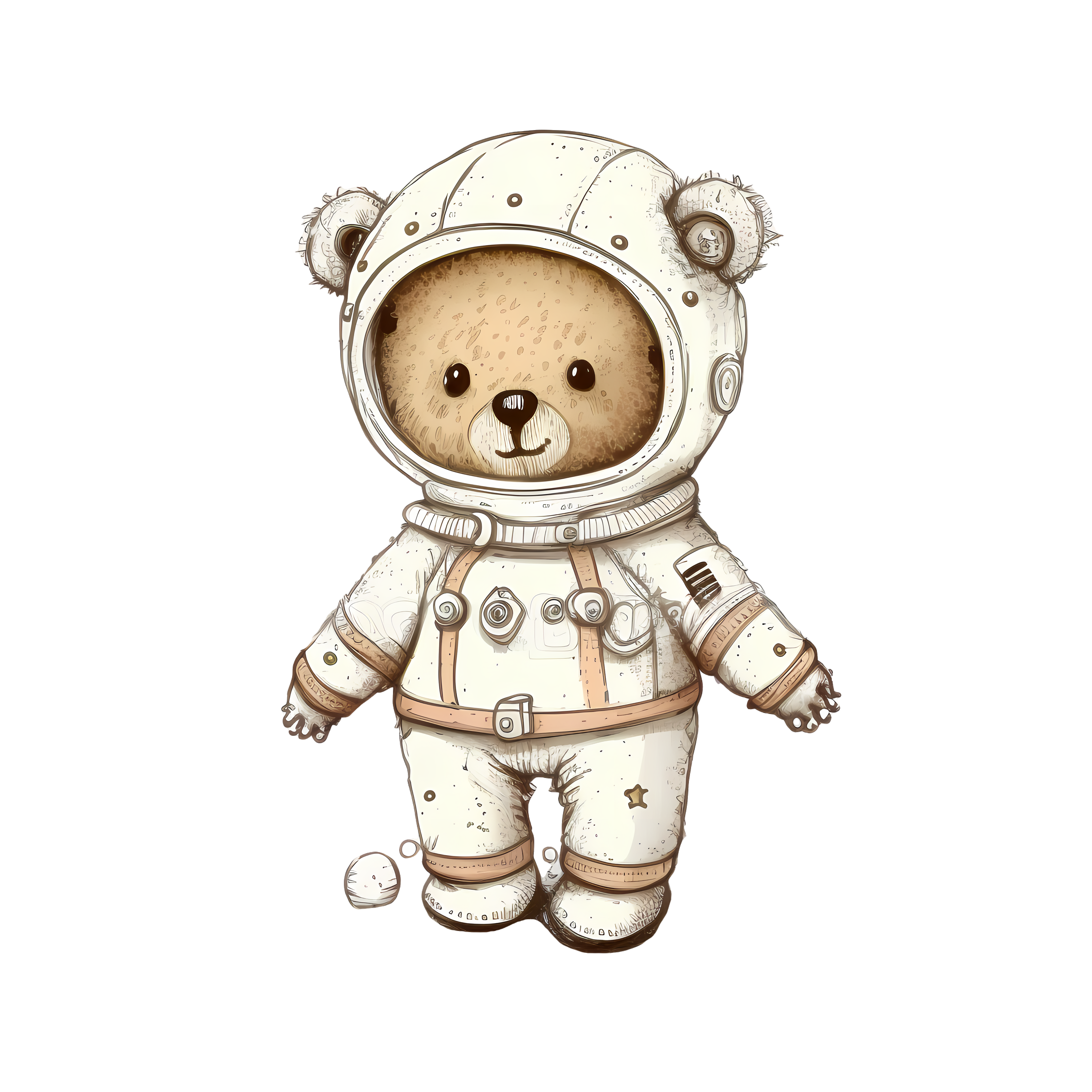 Cute Space Bear Illustration Design Material