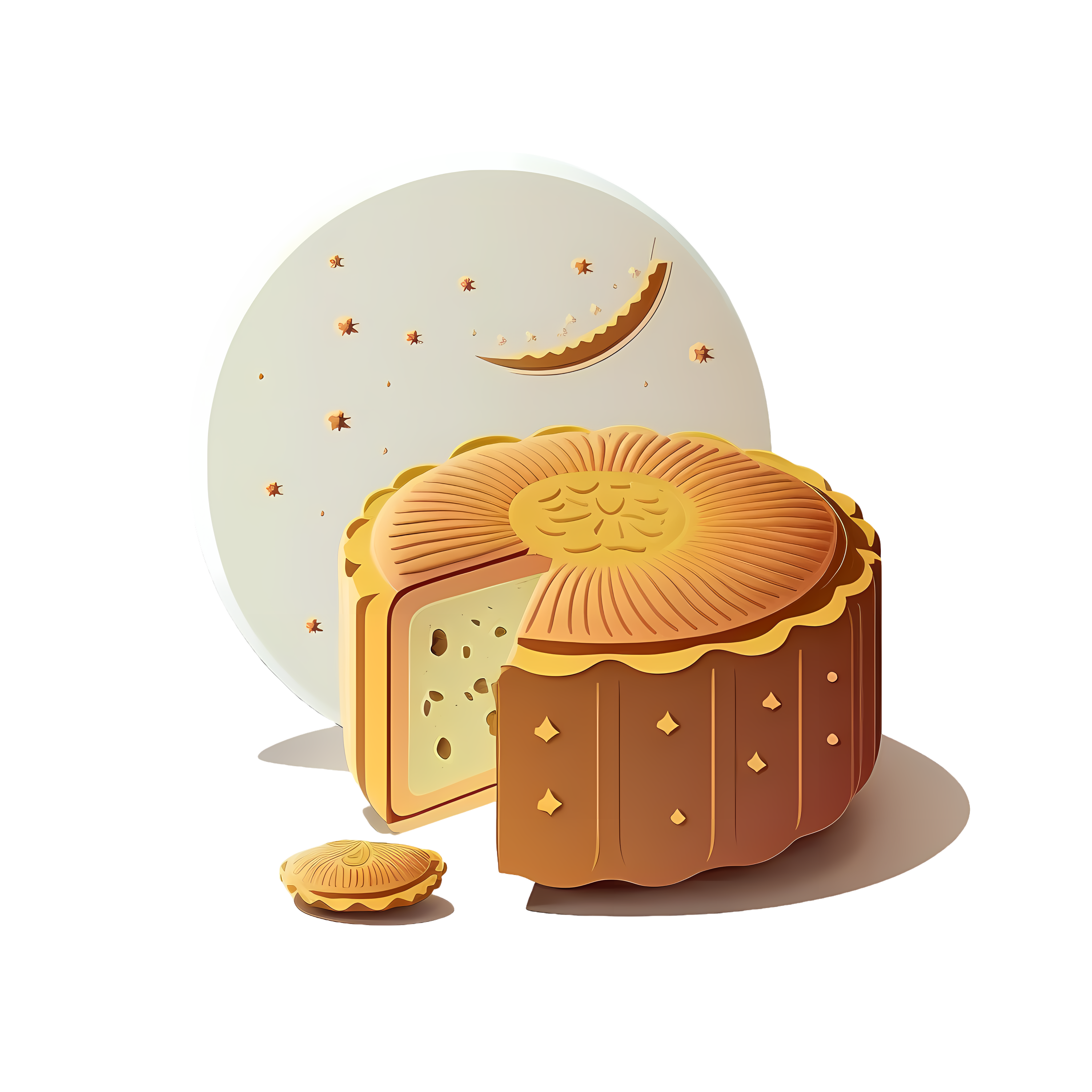 Flat illustration UI design mooncake transparent background high-definition graphic material