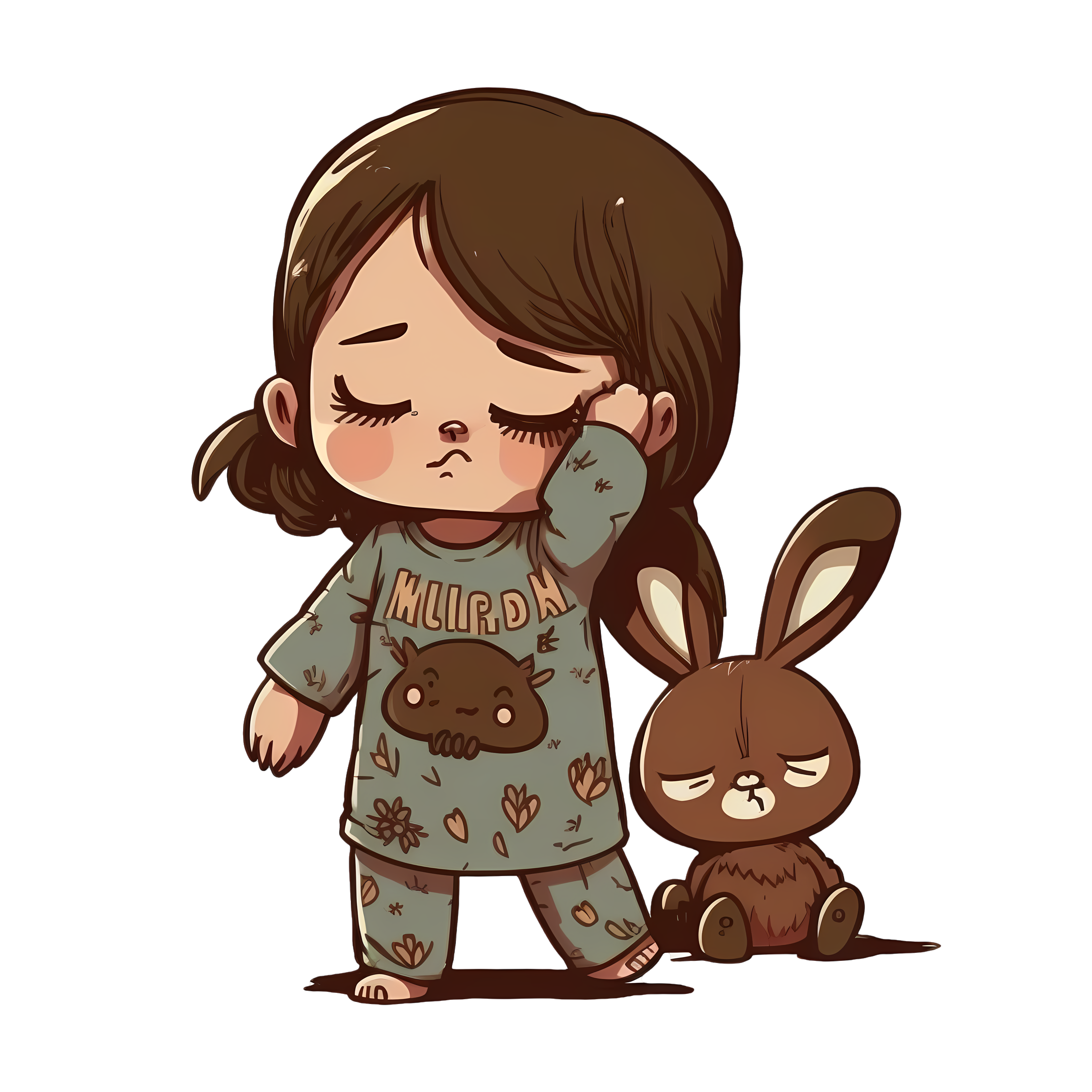 Cute rabbit-eared girl illustration design material
