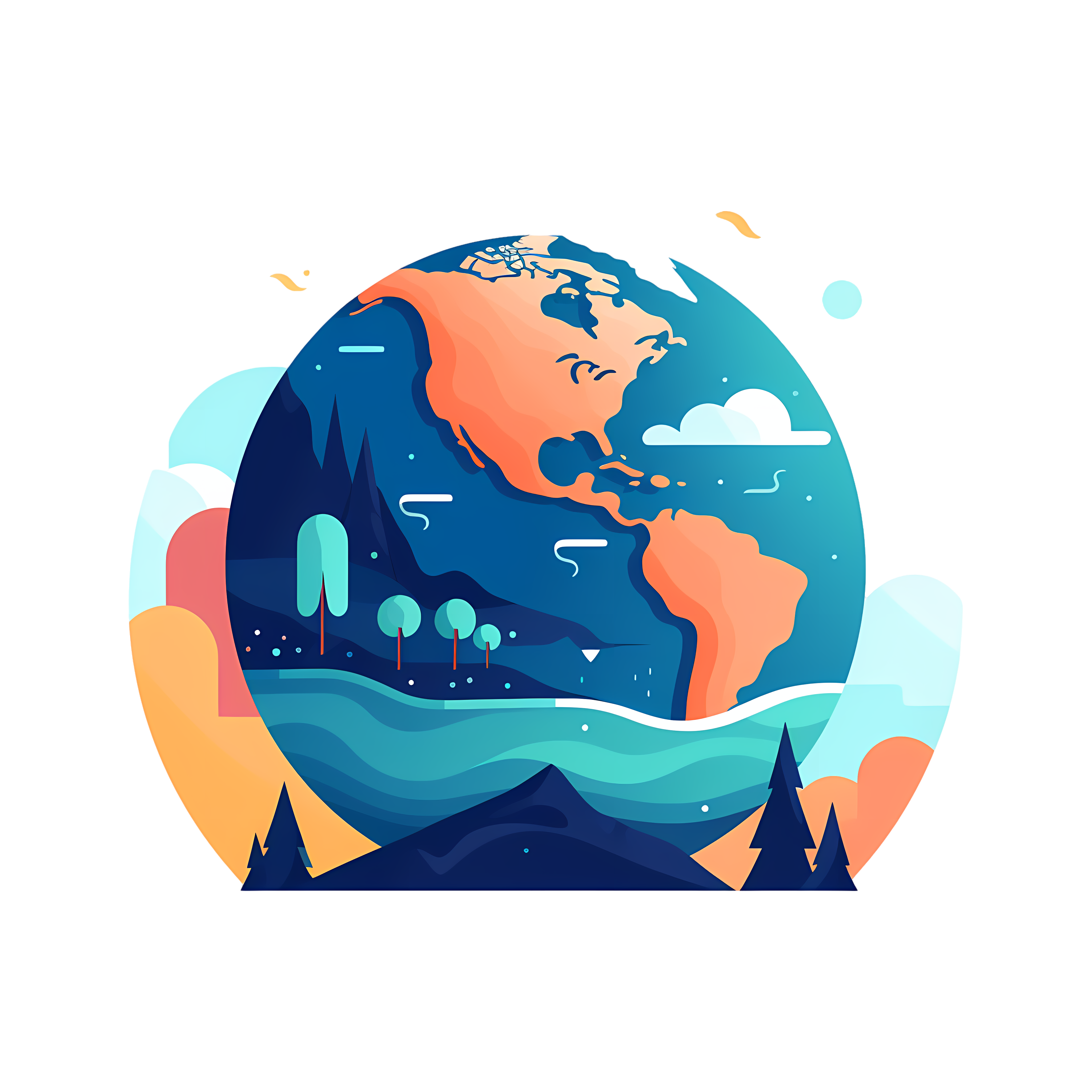 Flat Illustration Design Element One Earth