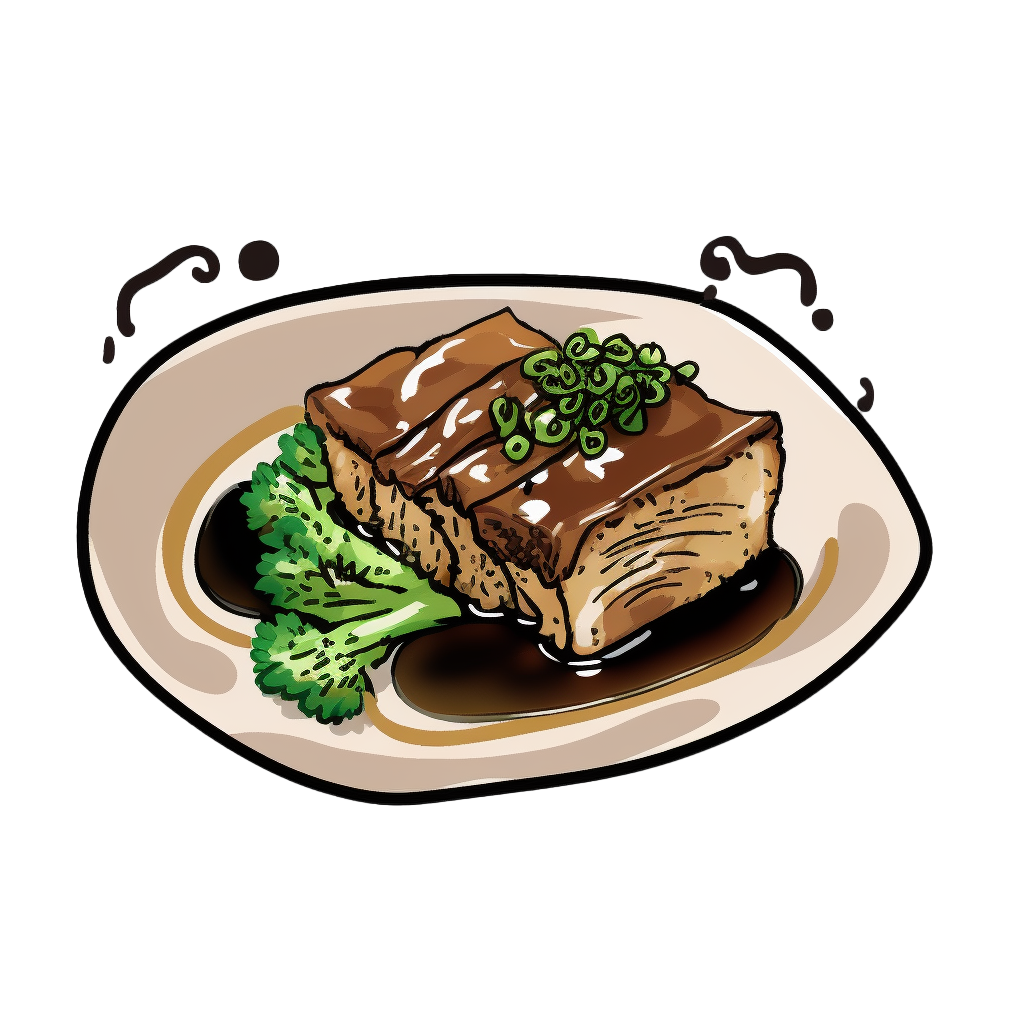 Hand-drawn food illustration - Braised Pork