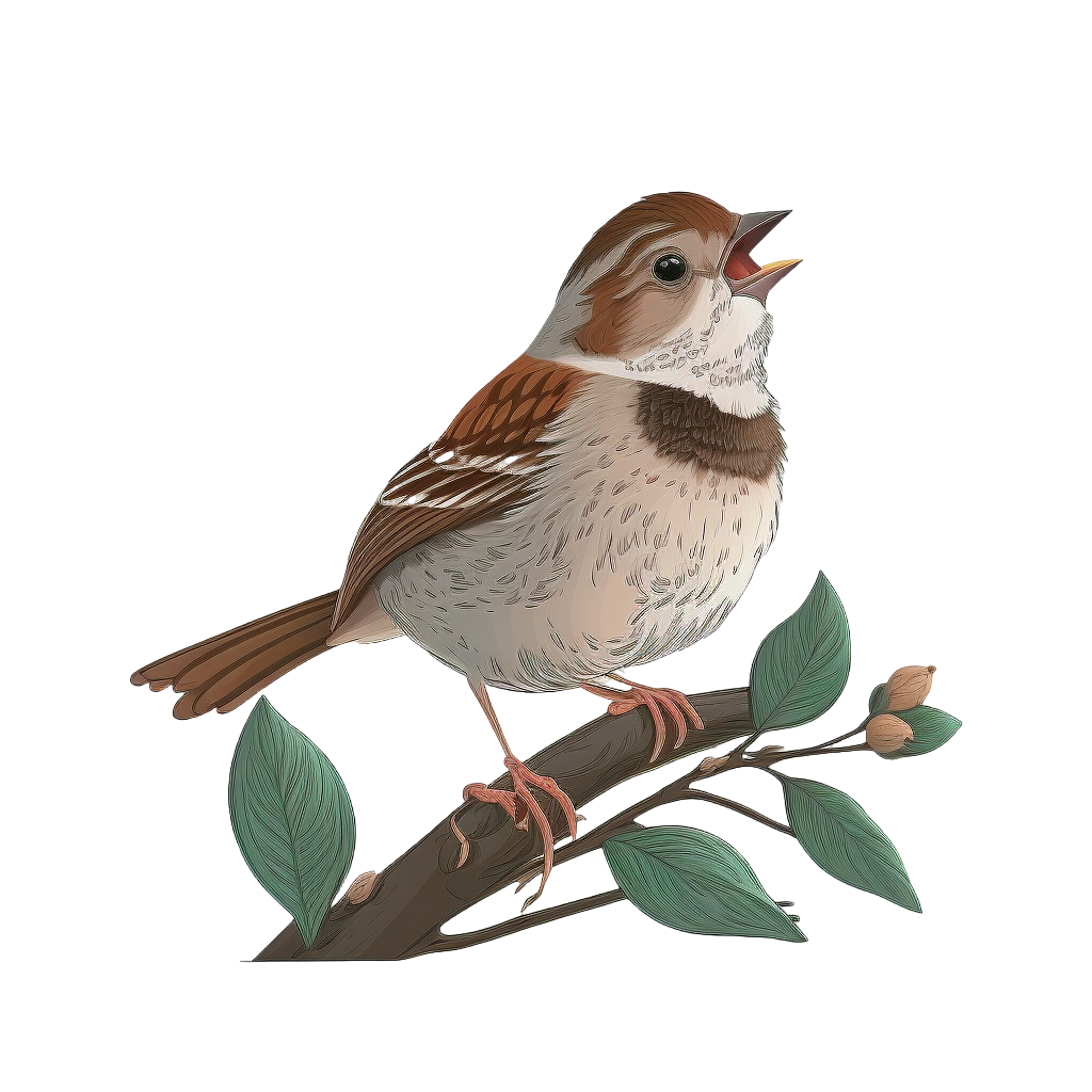 Cute little sparrow hand-drawn illustration material