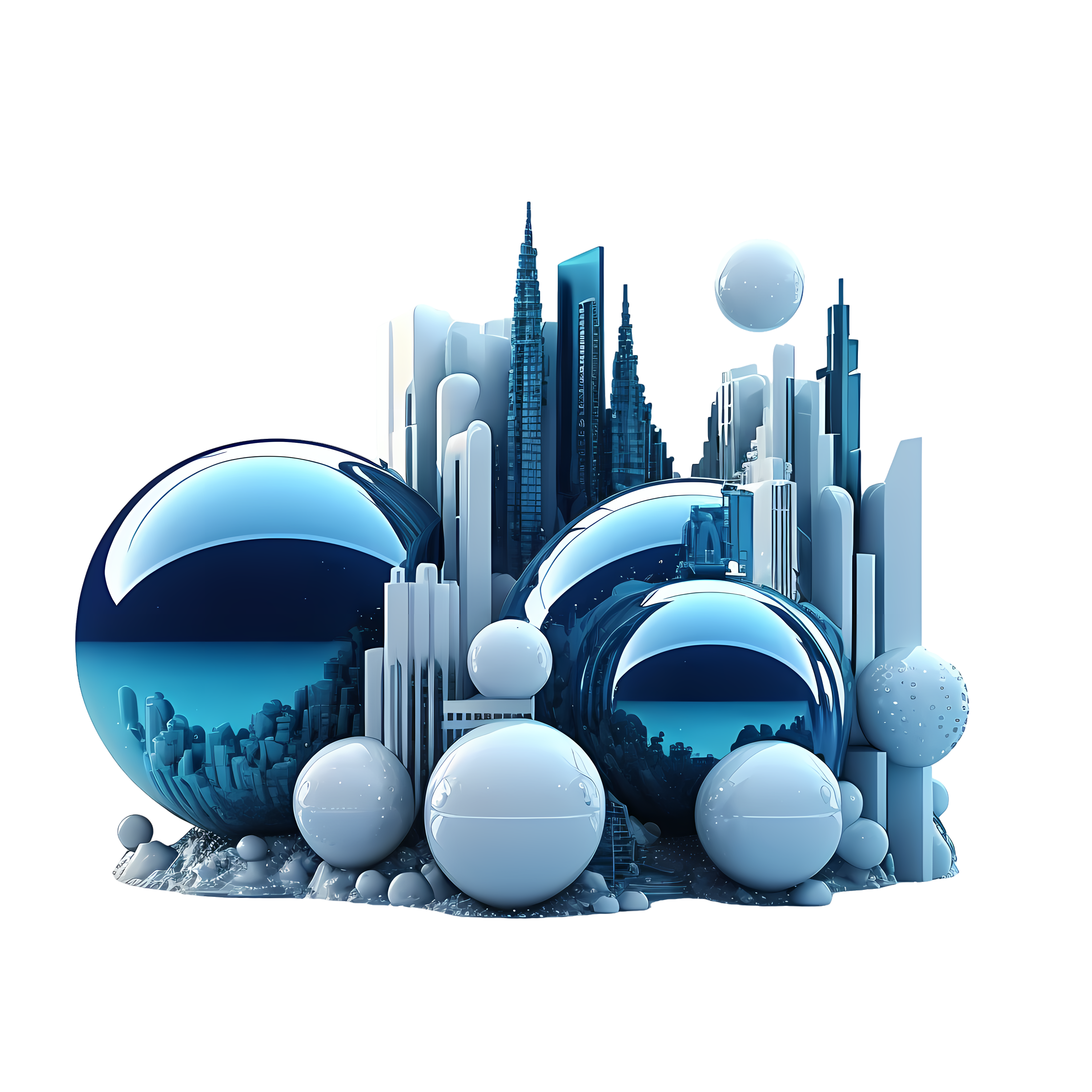 Exciting Glossy PNG Graphic Material of Science and Technology City