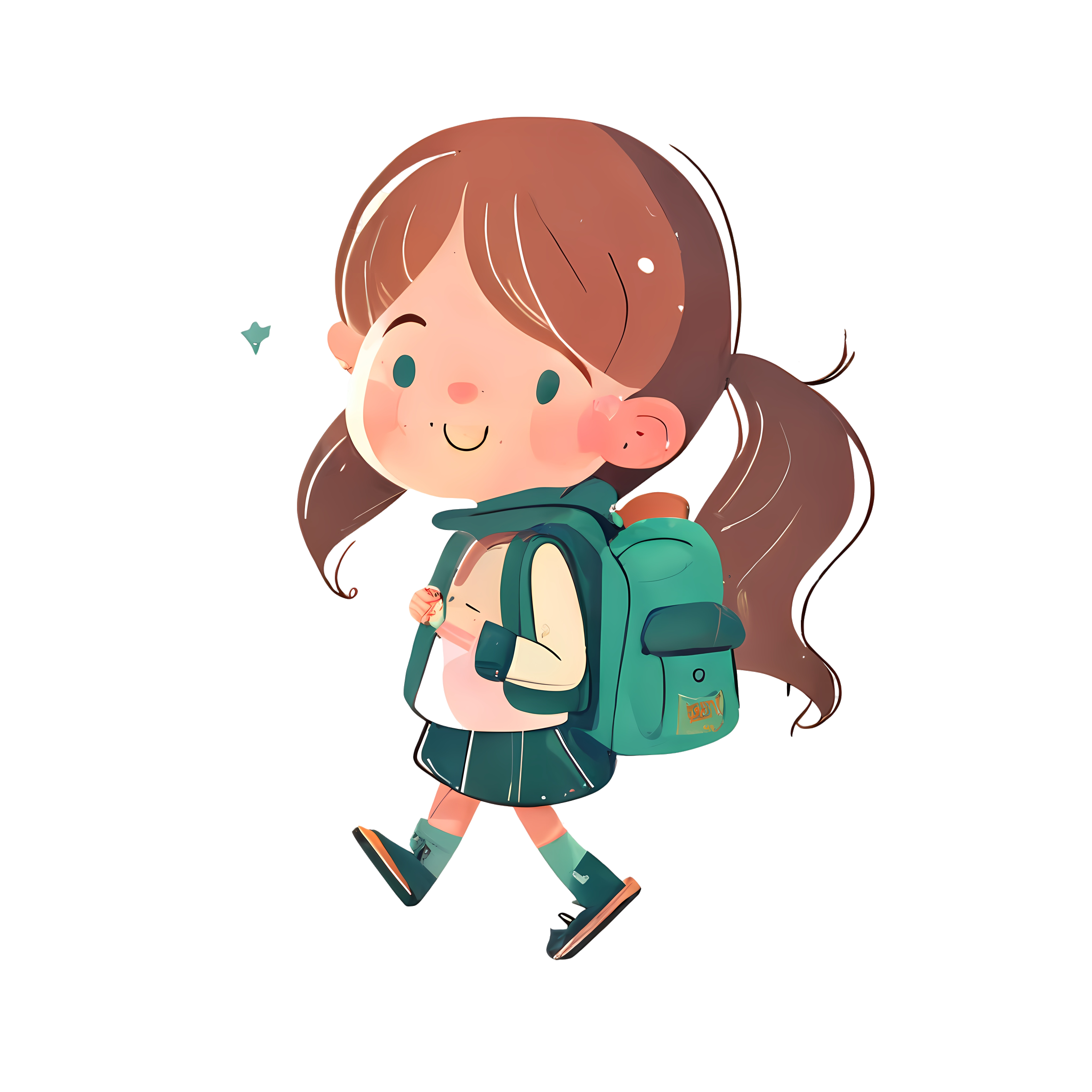 Cute little girl backpack illustration design