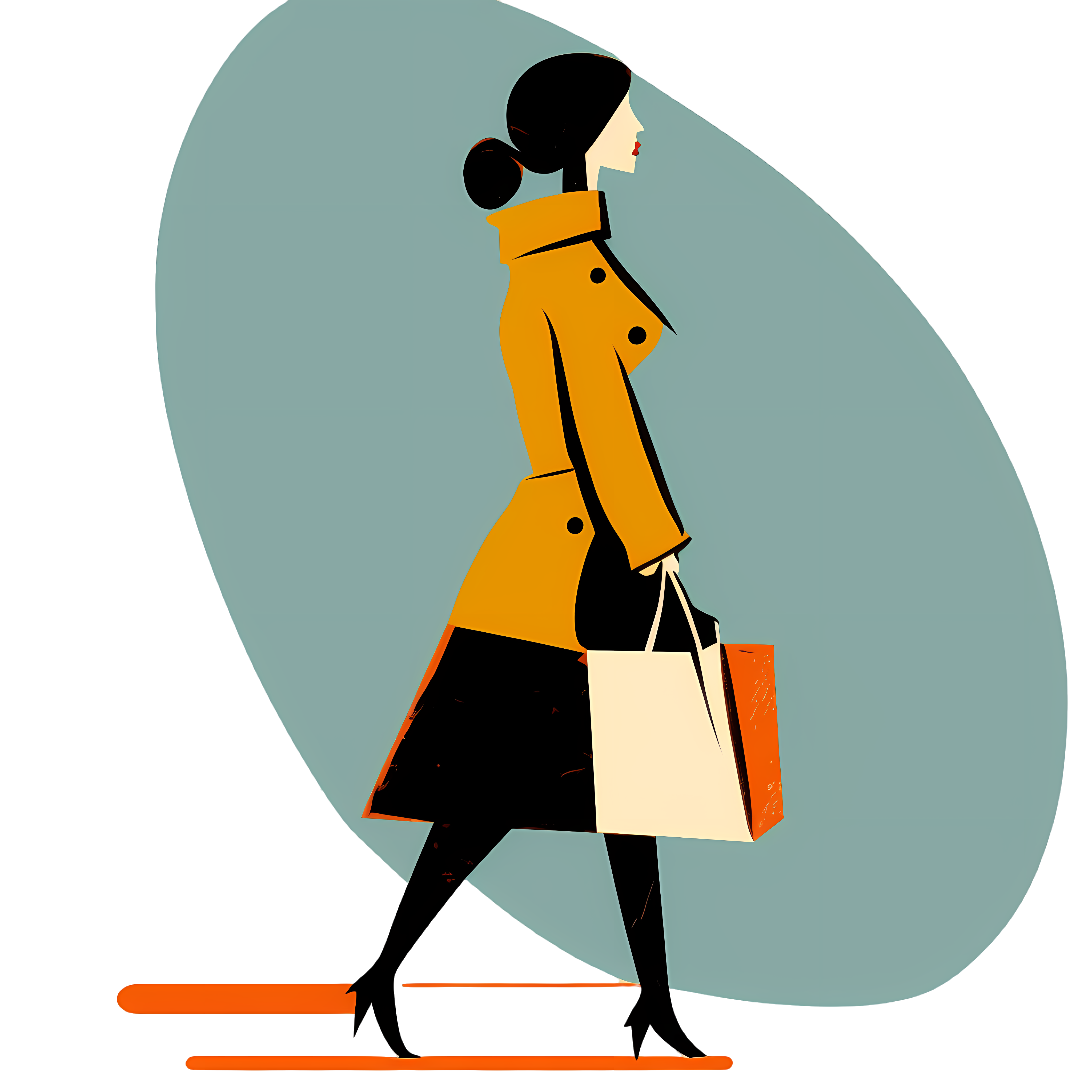 High-definition PNG graphic material of a woman holding a shopping bag
