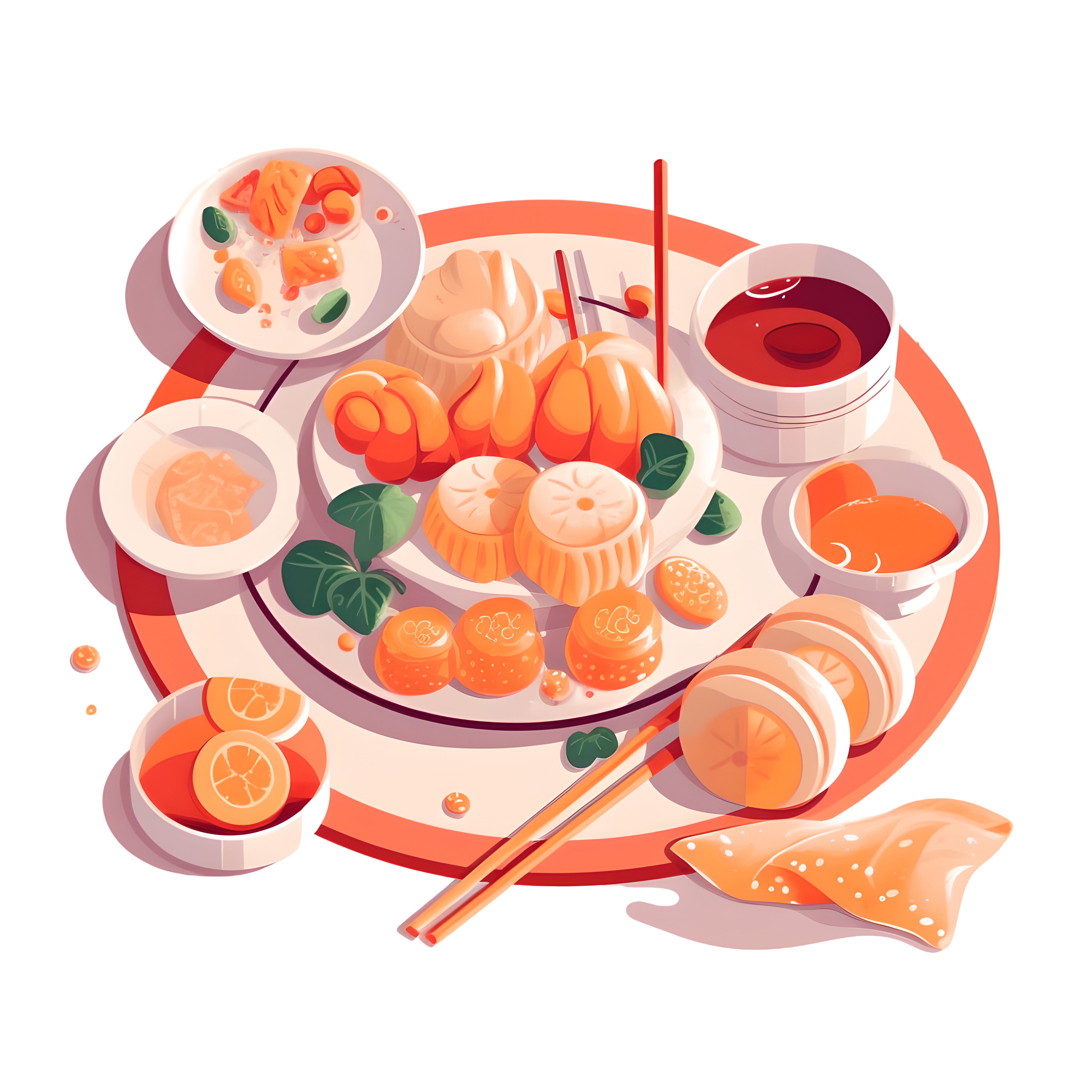 Flat illustration UI design on a white background - Chinese cuisine