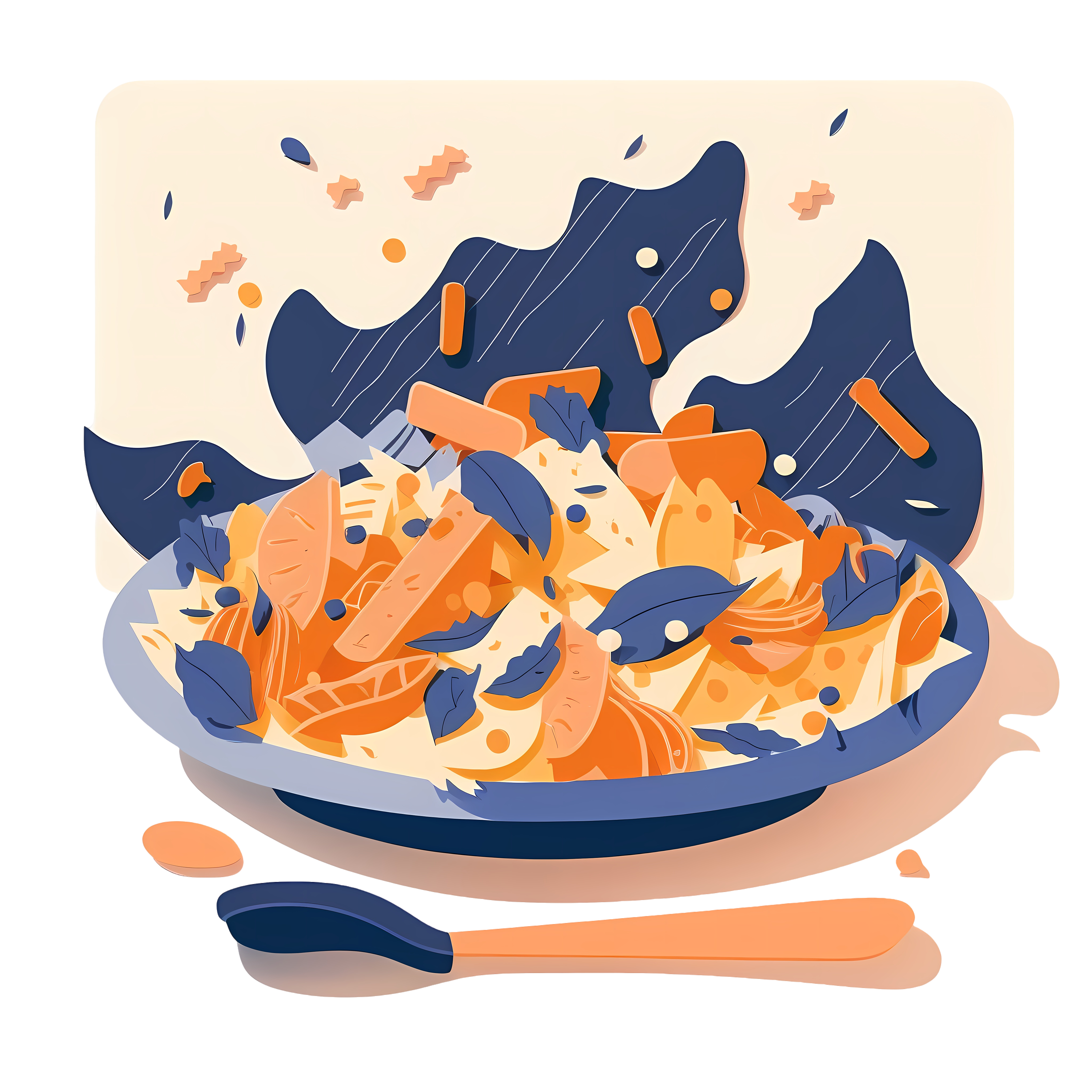 Richly layered original food hand-drawn illustration design material
