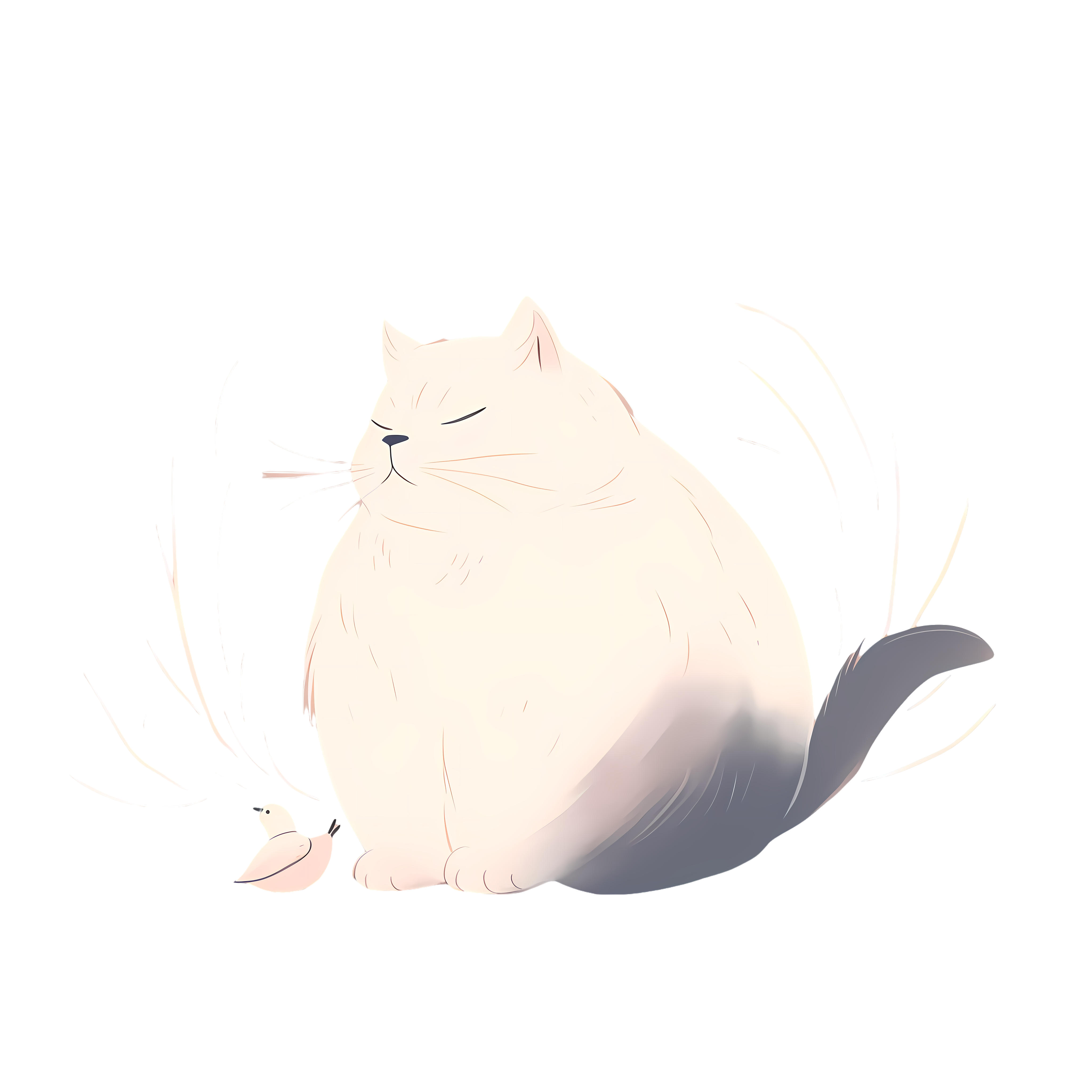 Simple Line Drawing of a Chubby Cat