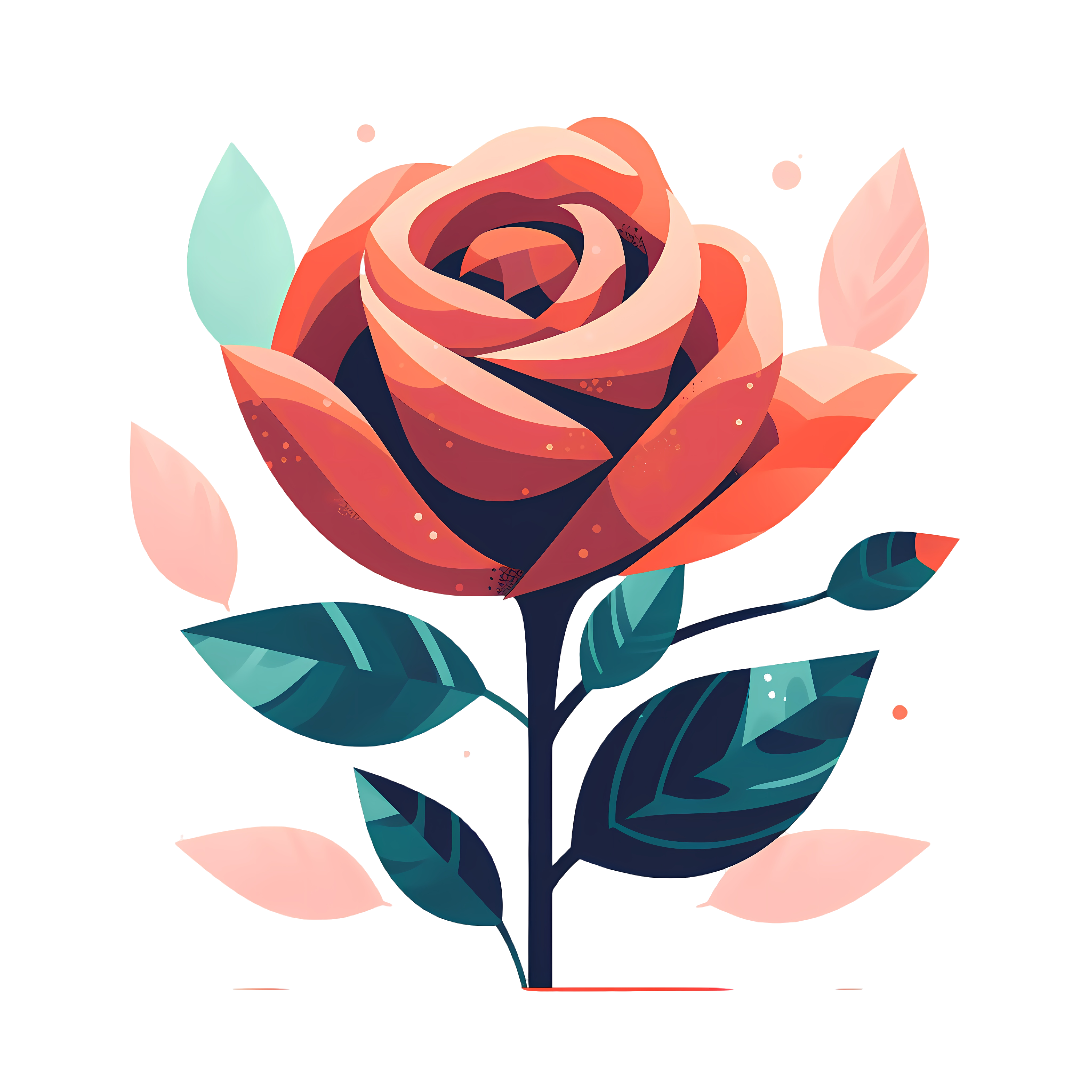 Minimalist Rose Flat Illustration