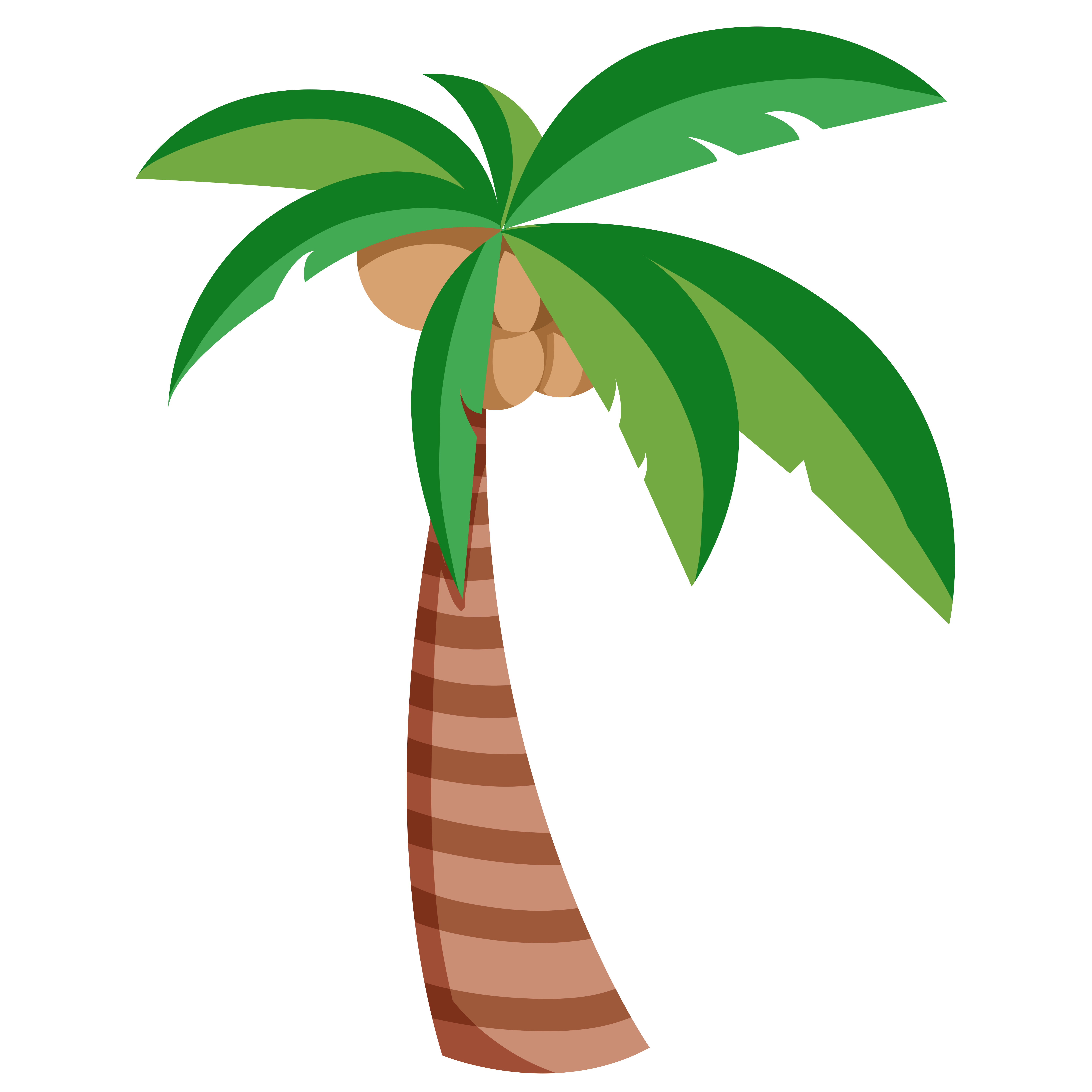 A simple and natural landscape image of a coconut tree on a white background
