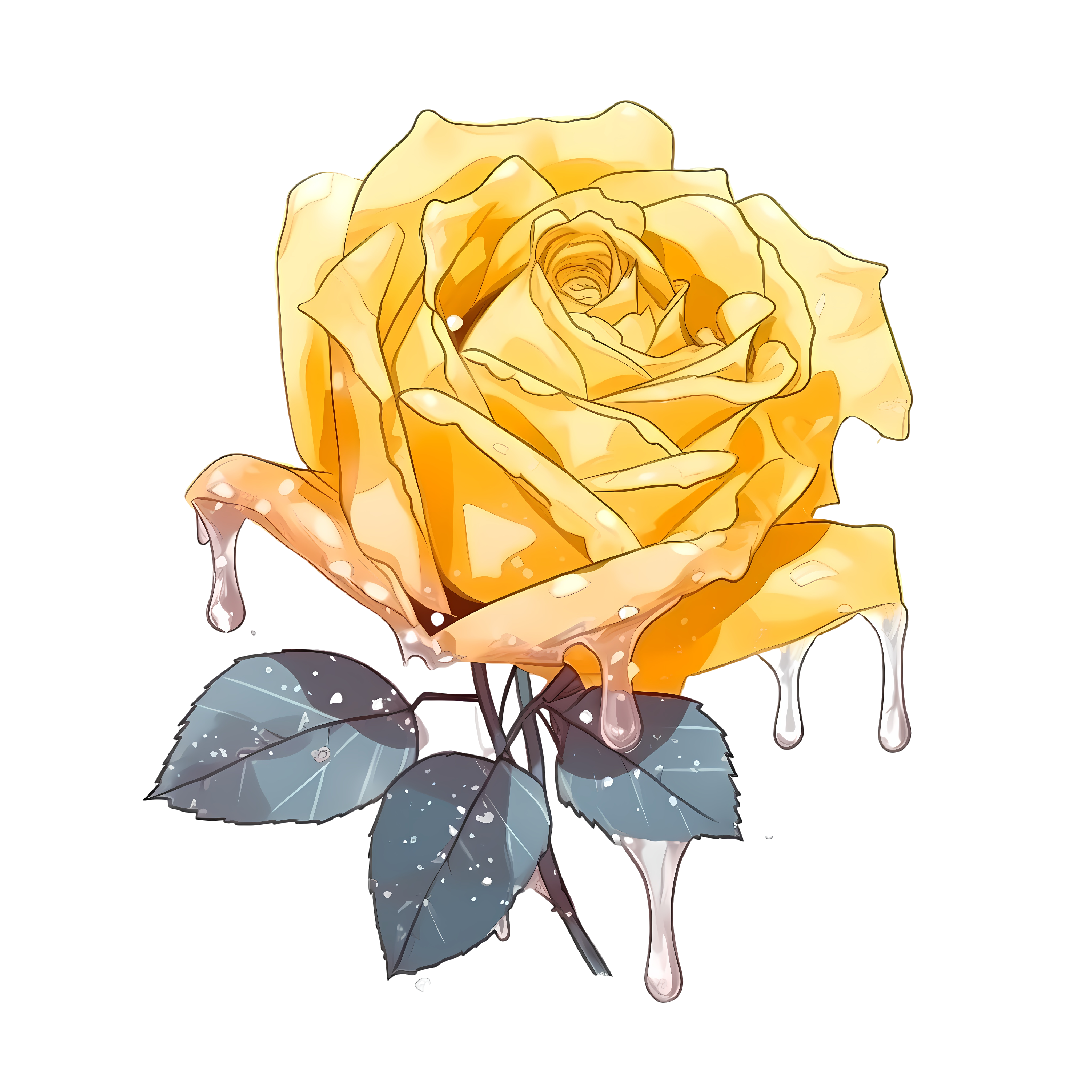 Fresh and Simple Yellow Rose PNG Material