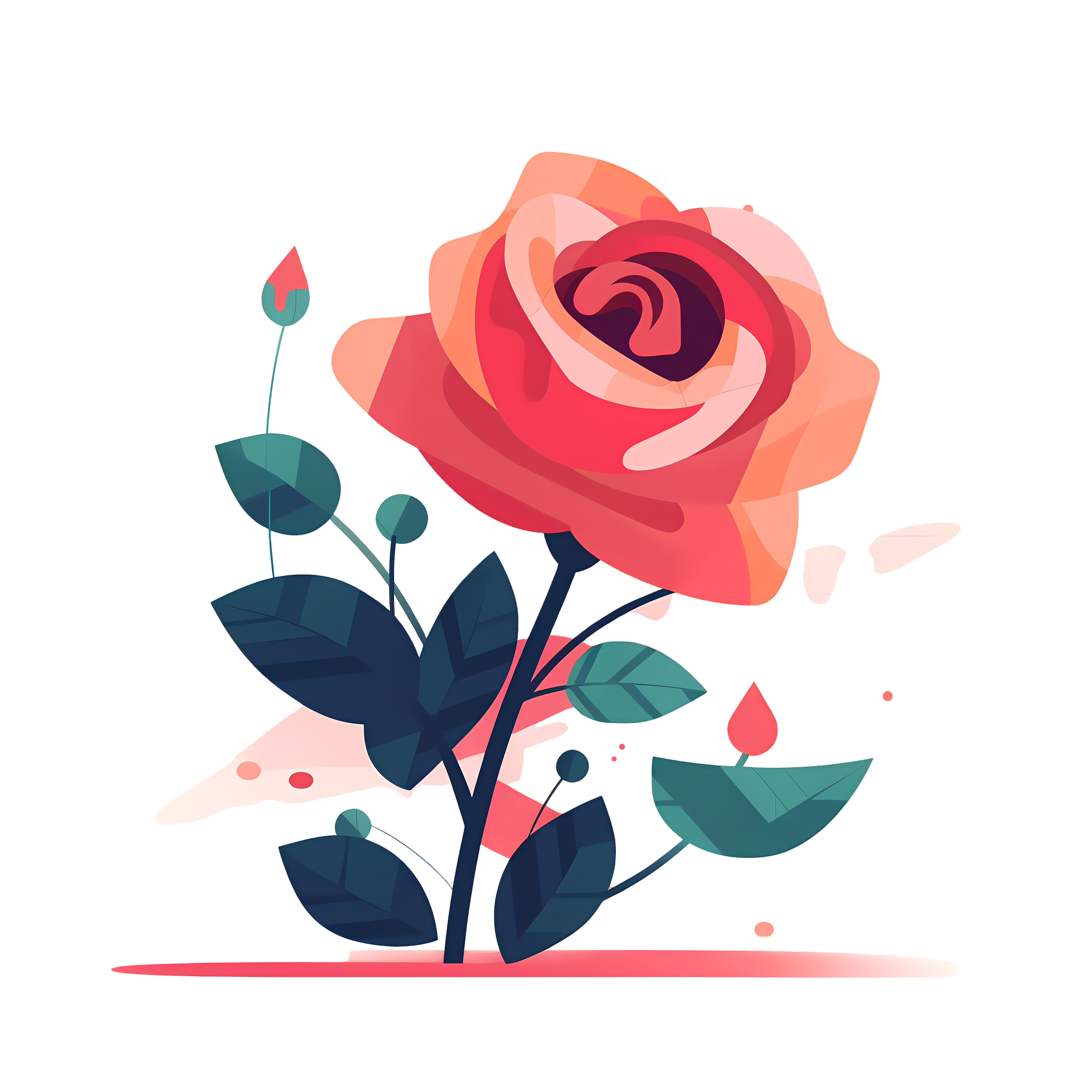 Minimalist Rose Flower Illustration PNG Material