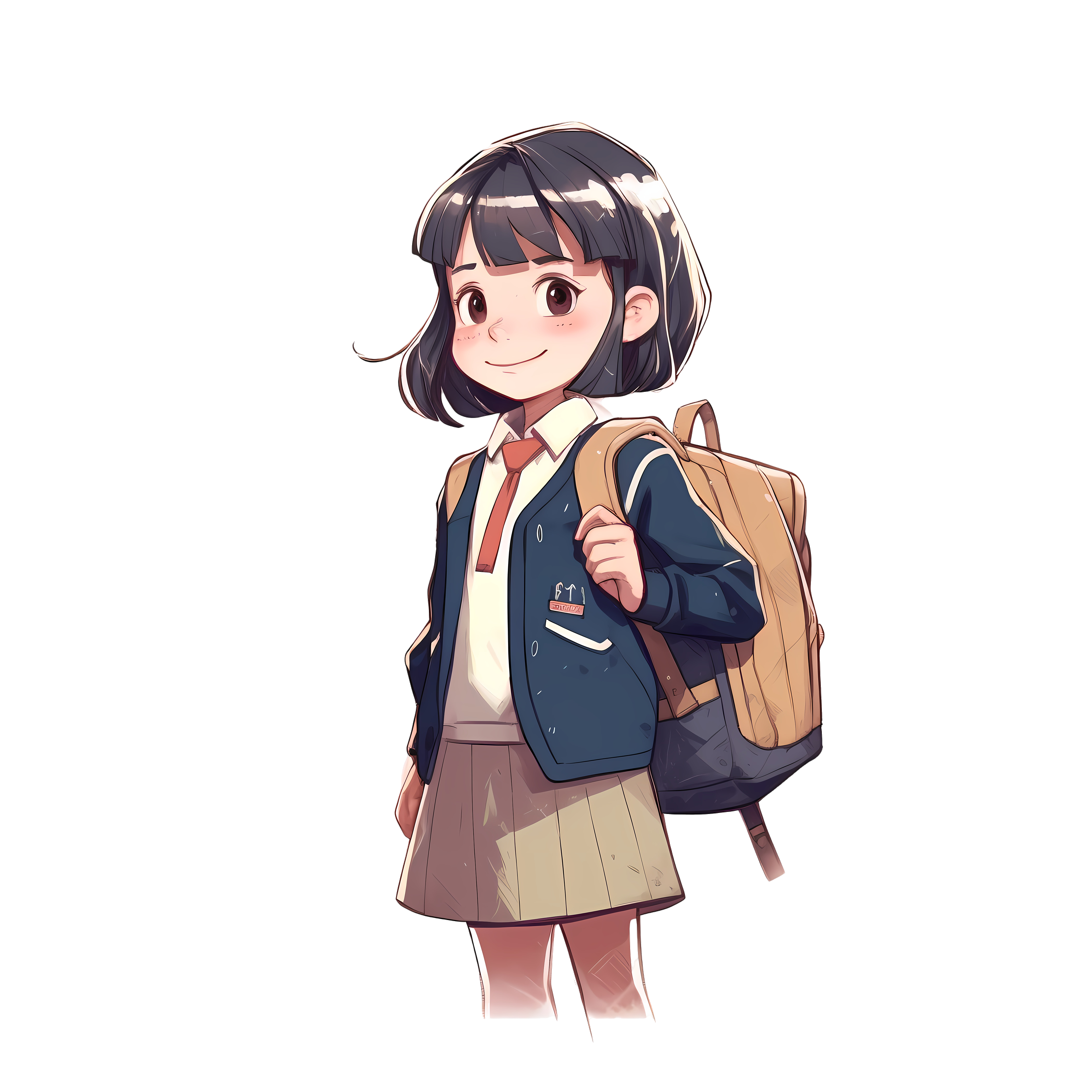 Cute school uniform girl illustration material