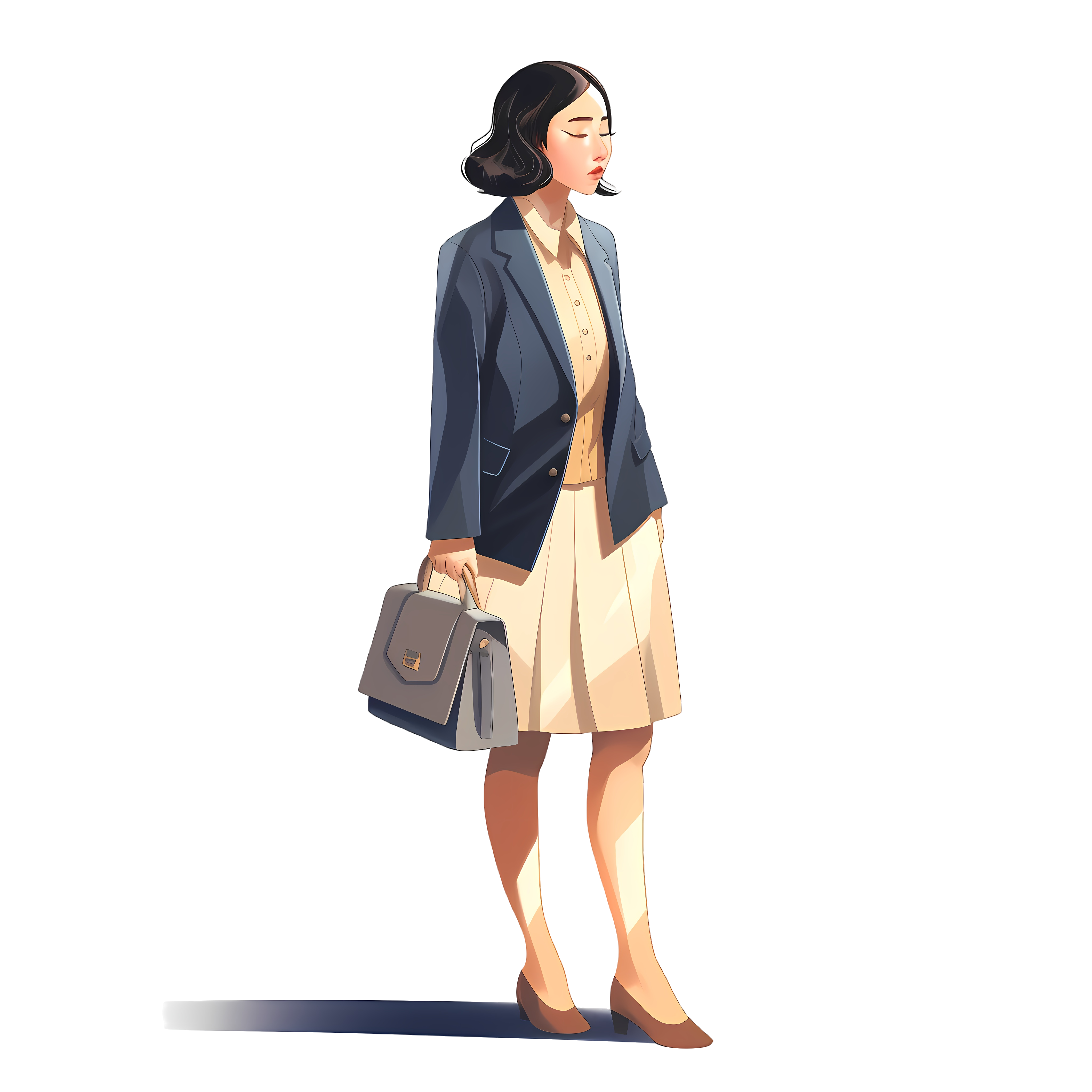 Illustration design materials for Asian women's business suits
