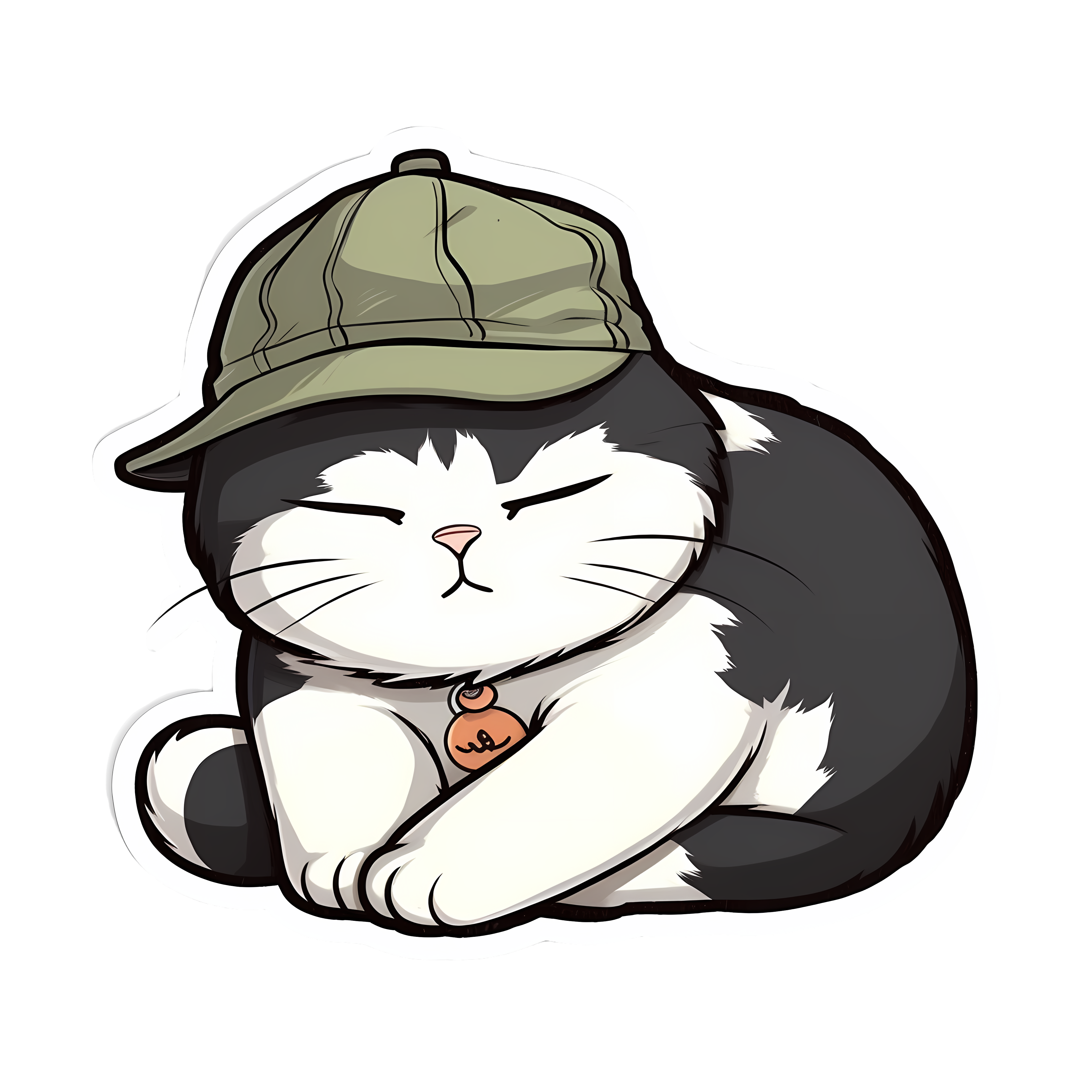 Sleeping cat animation sticker lying on the mat