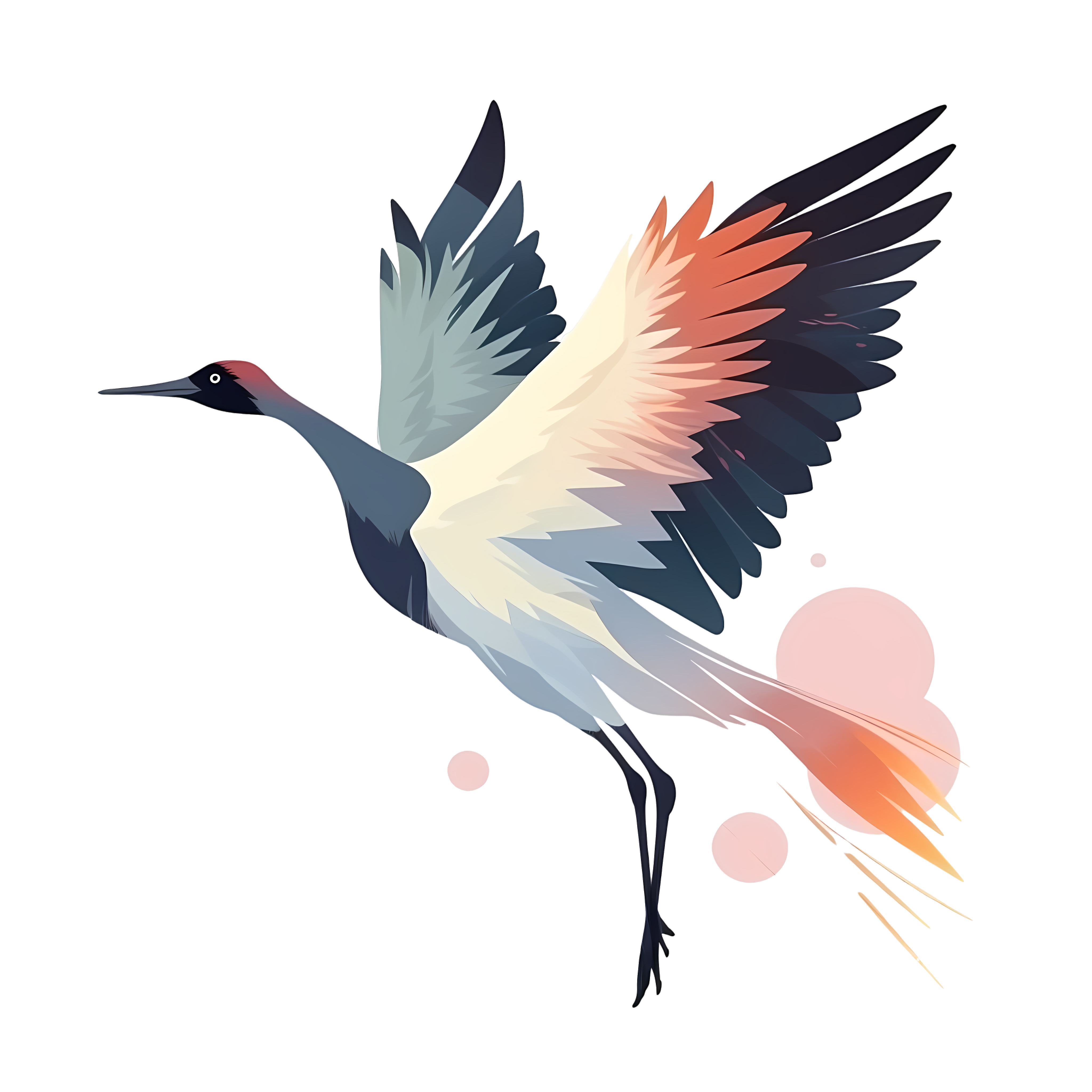 Transparent background red-crowned crane vector illustration