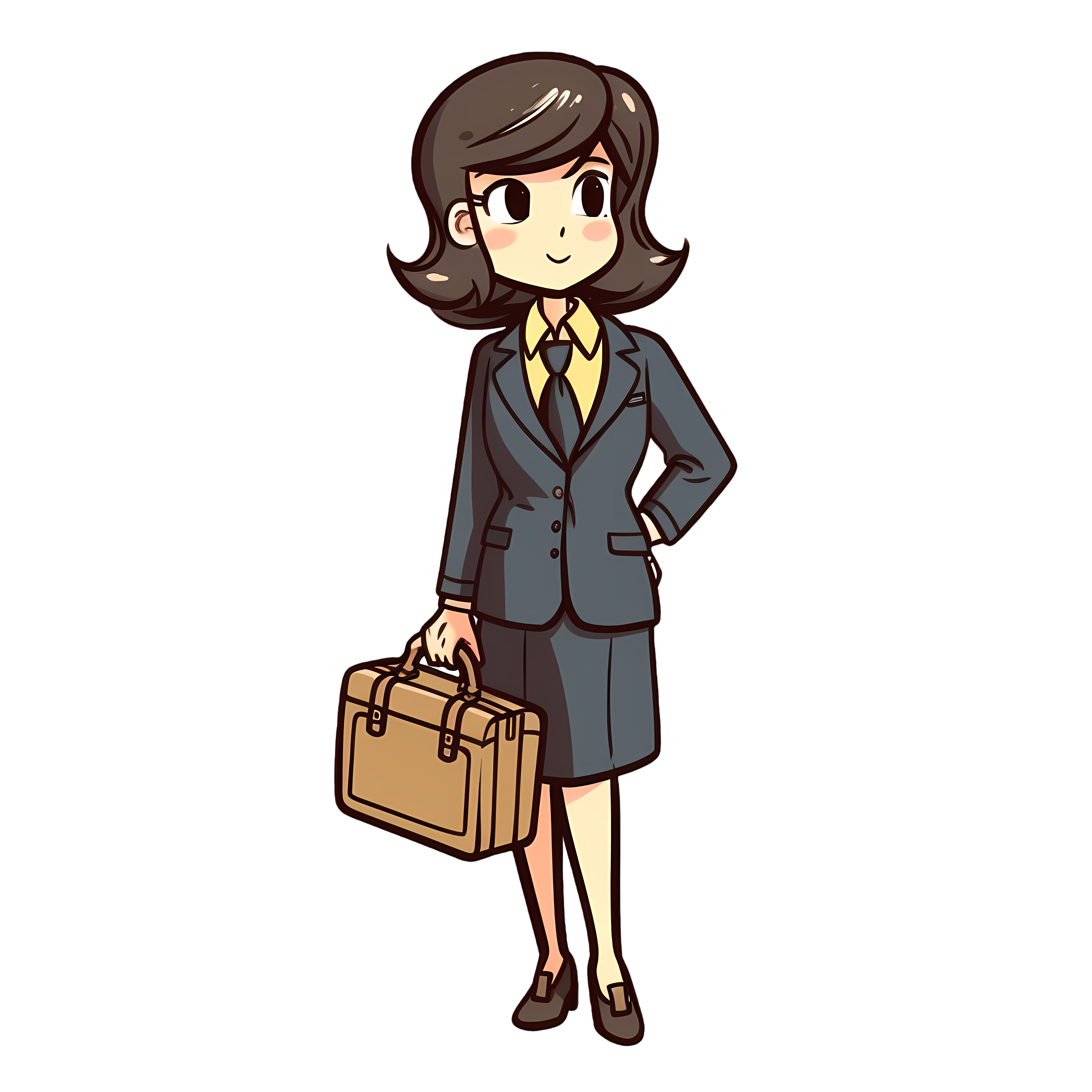 Vector illustration of a professional woman in the style of Hayao Miyazaki