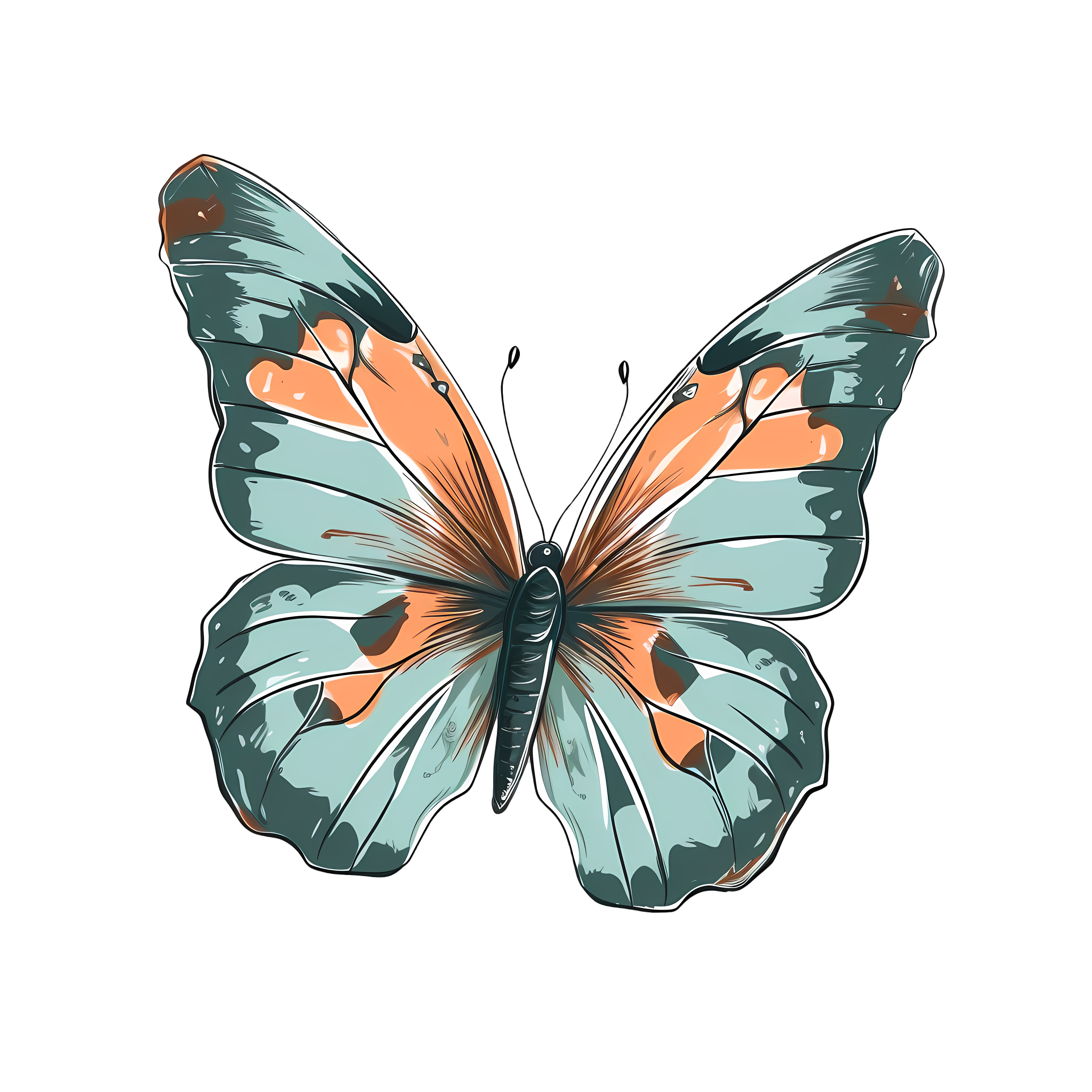 Transparent background butterfly vector illustration material