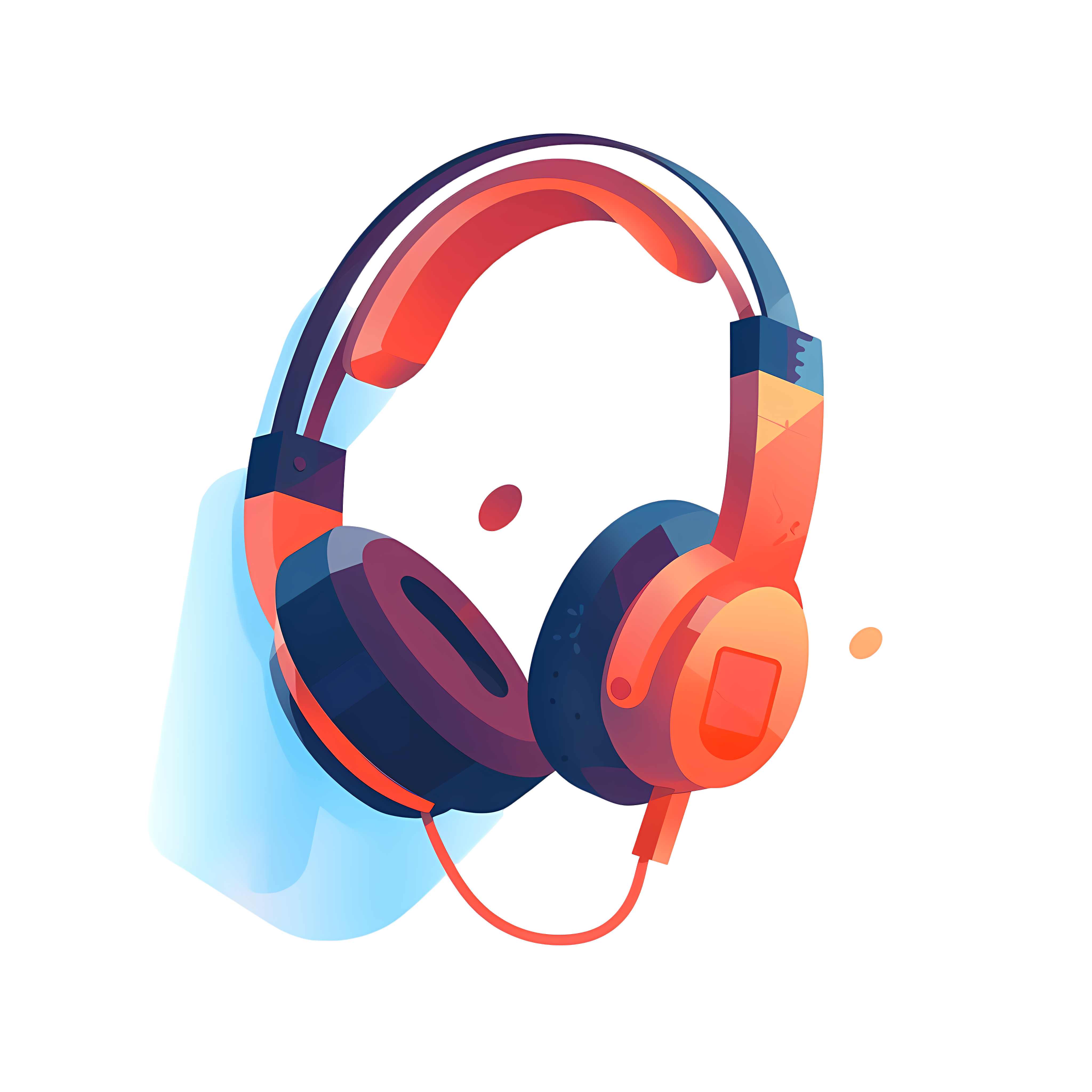 Minimalist white background color scheme A model earphones flat illustration