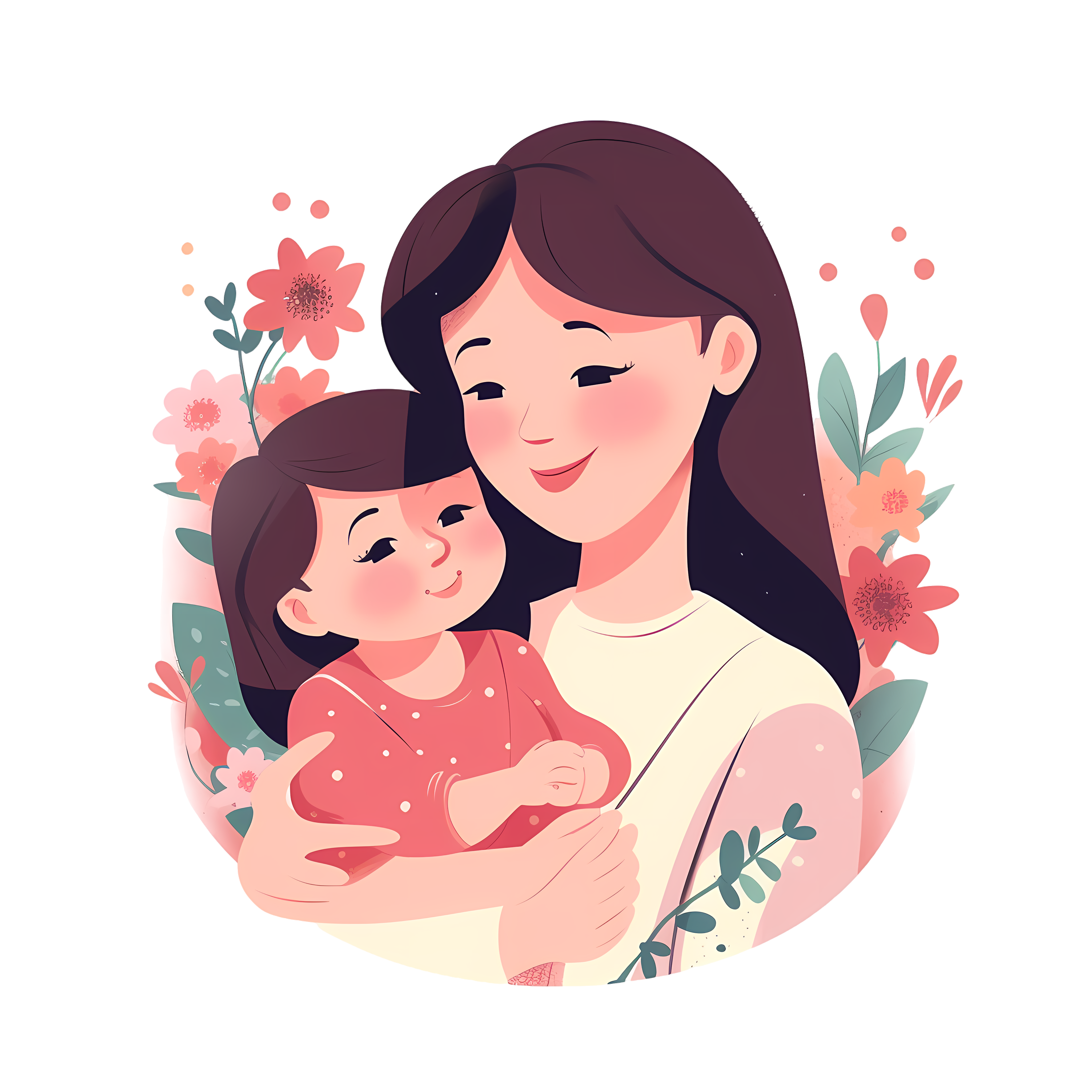Mother's Day Illustration Design - Mother and Child Happiness