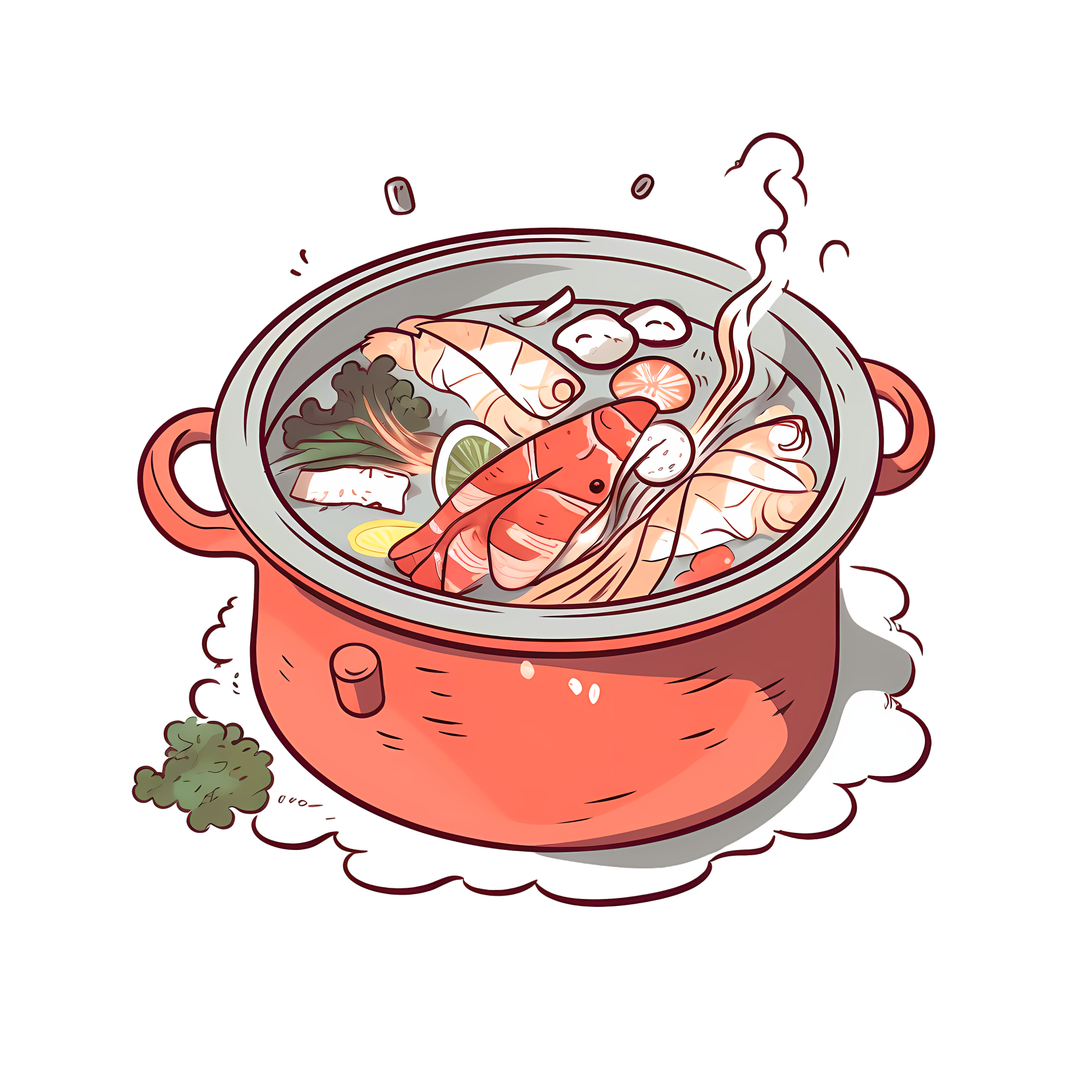 Fresh white background steaming hot pot illustration design