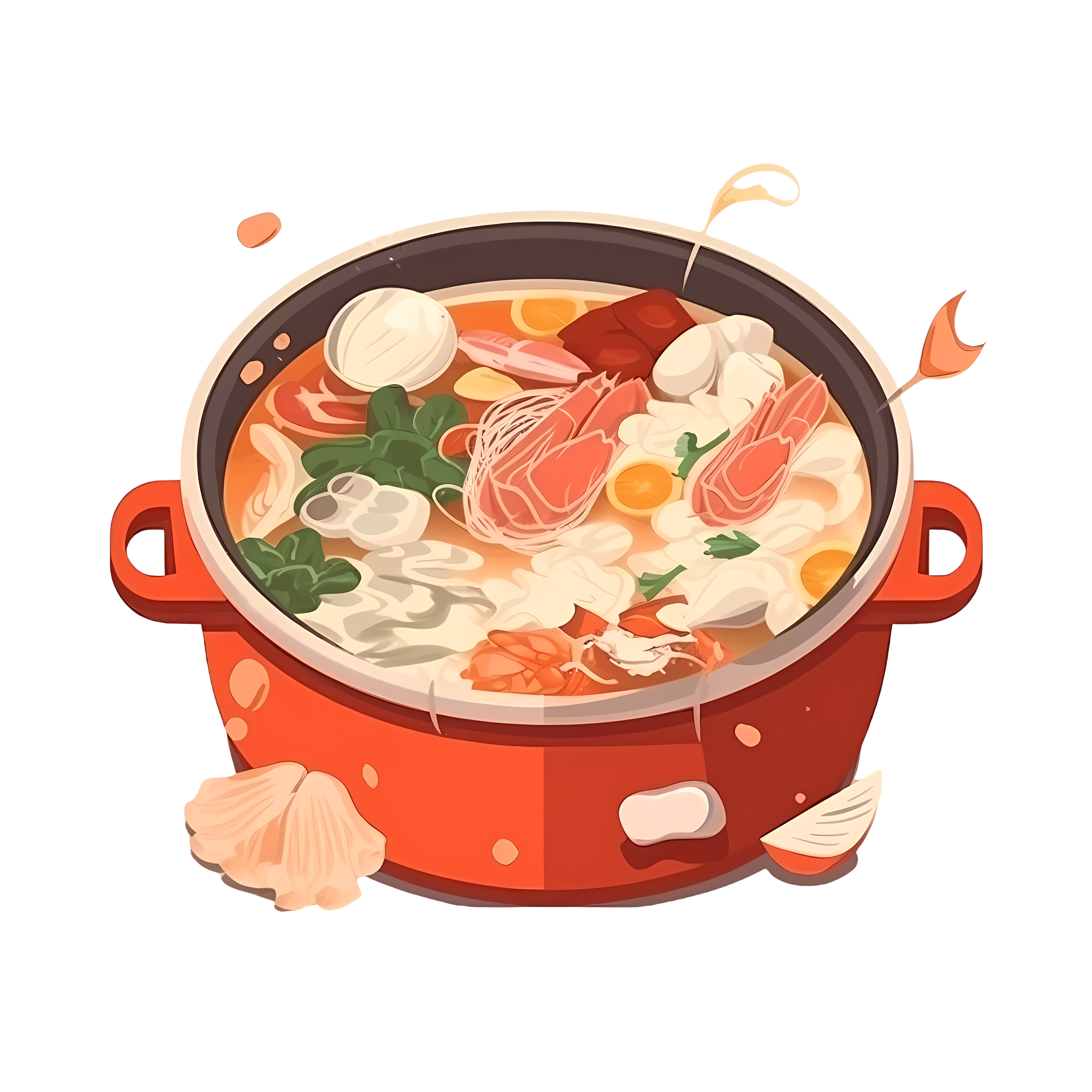 Fresh white background steaming hot pot illustration