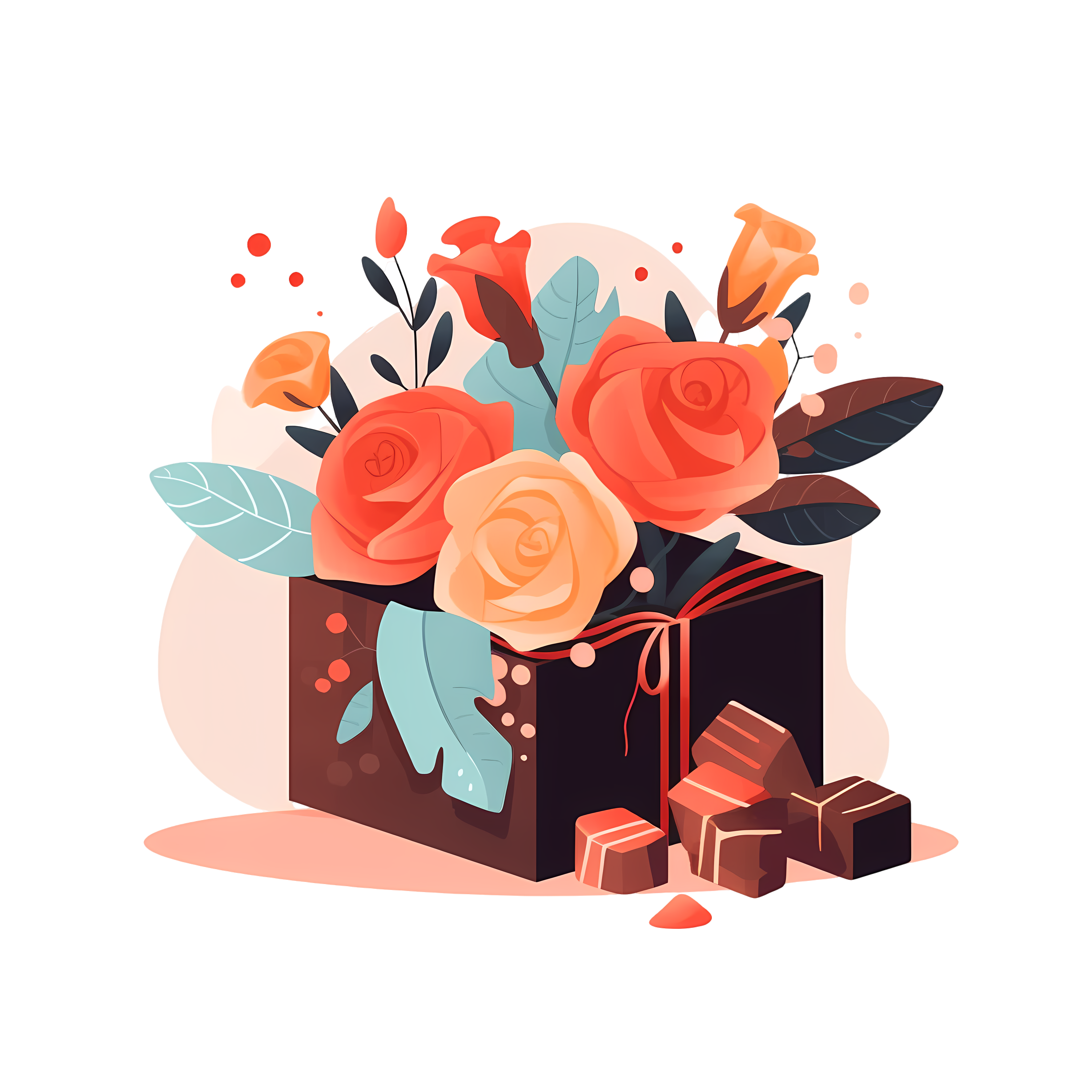 Creative Design Element - Chocolate Rose Gift Box