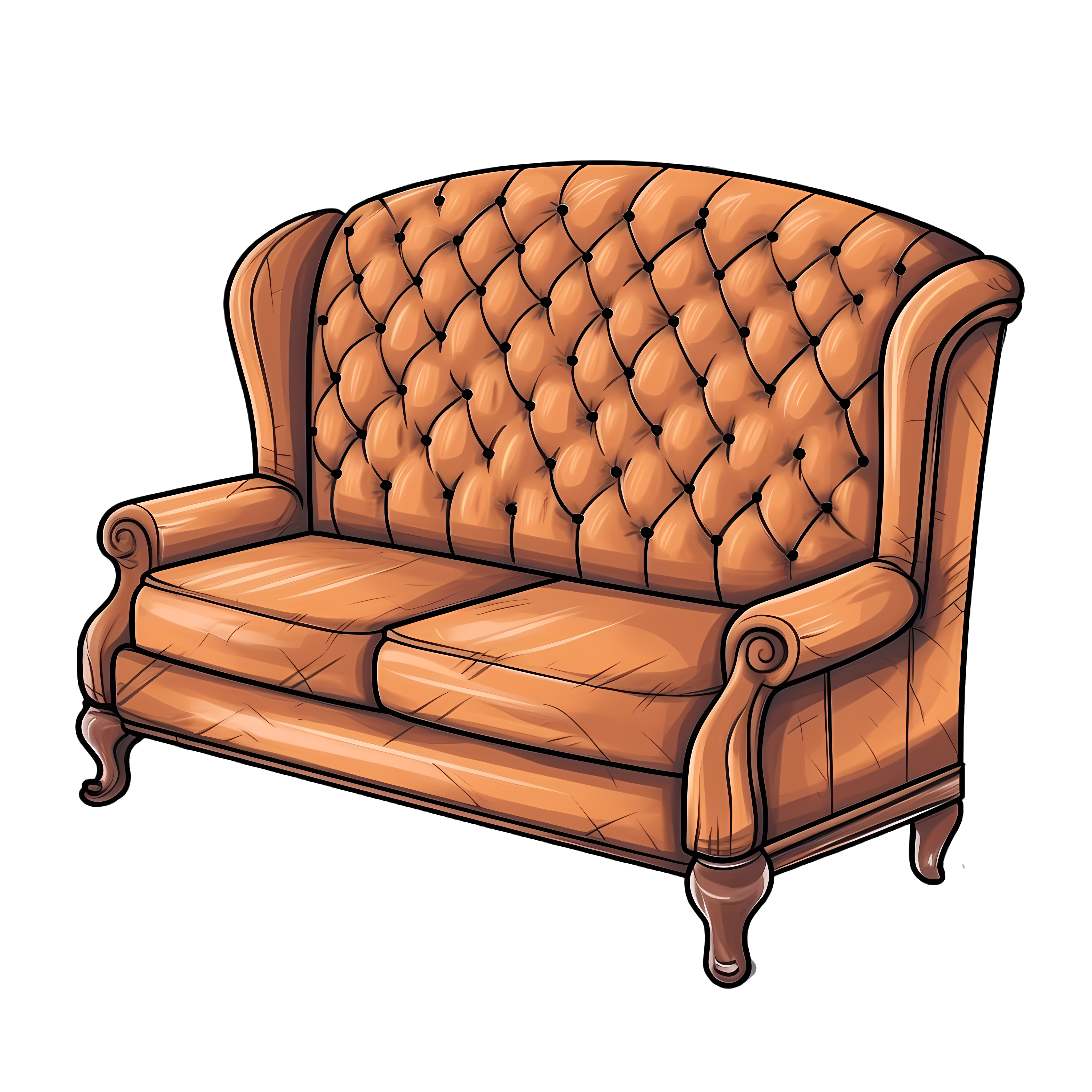 Vector illustration of a cartoon sofa with a clean white background