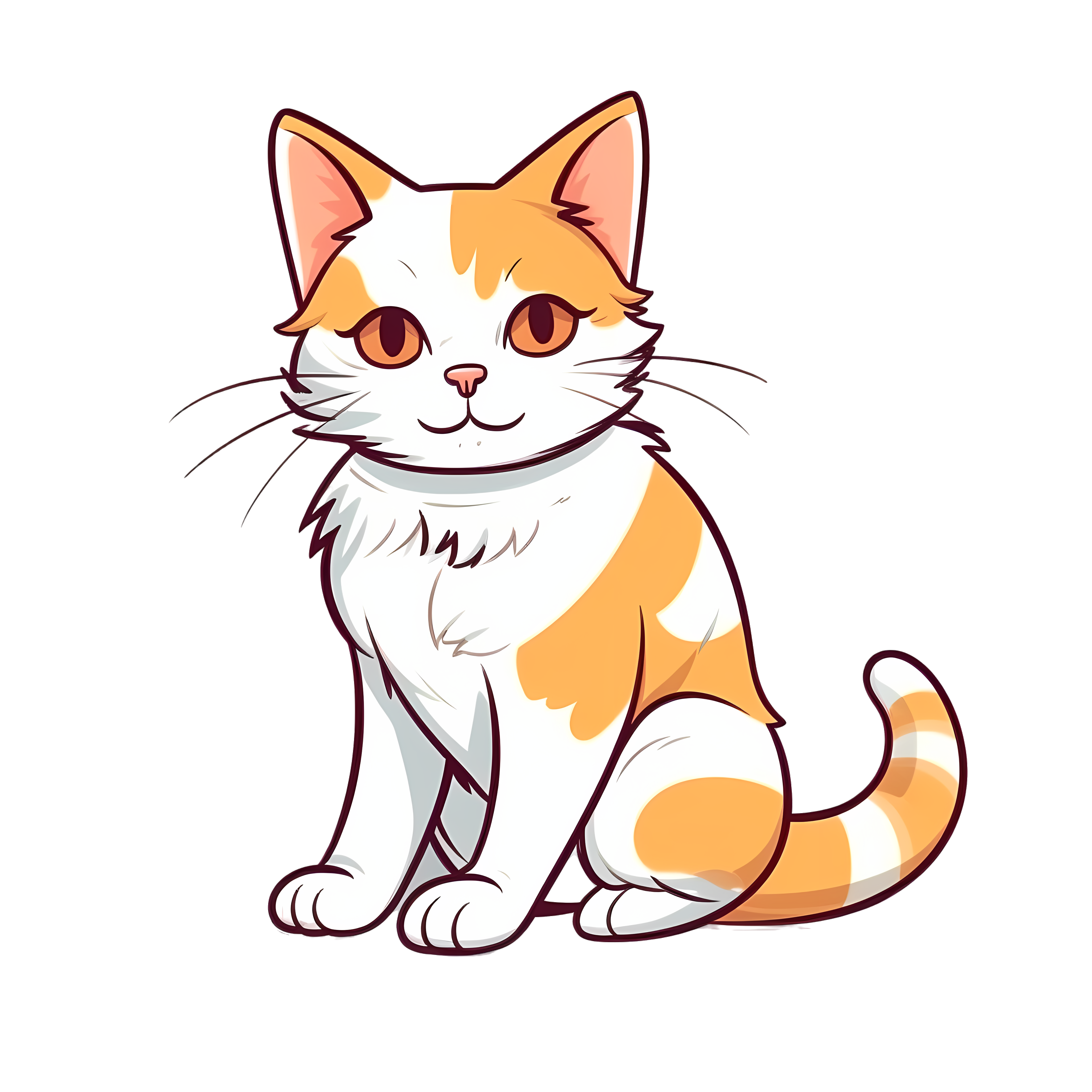 Cute cartoon illustration of a yellow striped cat