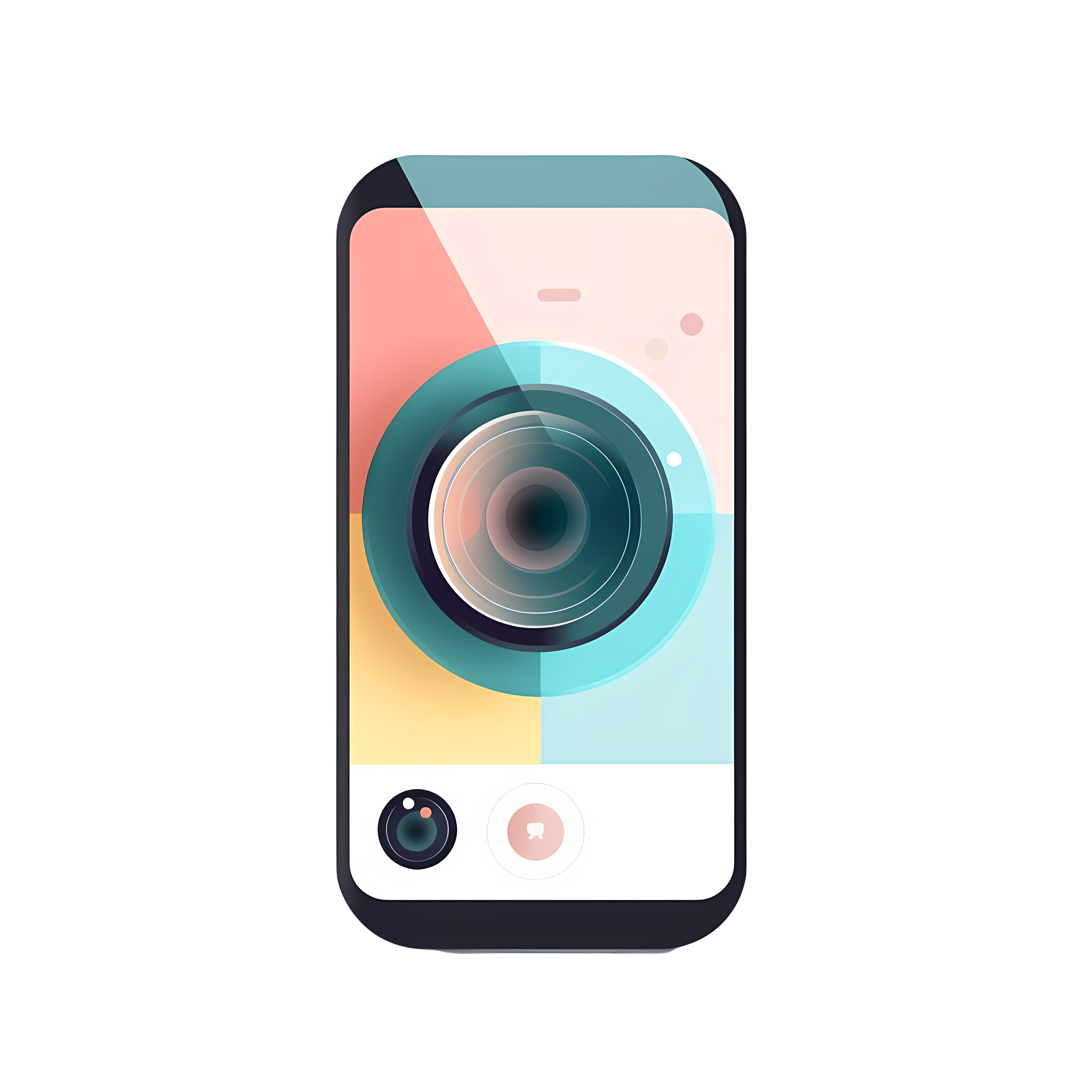 Illustration design material of Apple phone lens with a flat white background