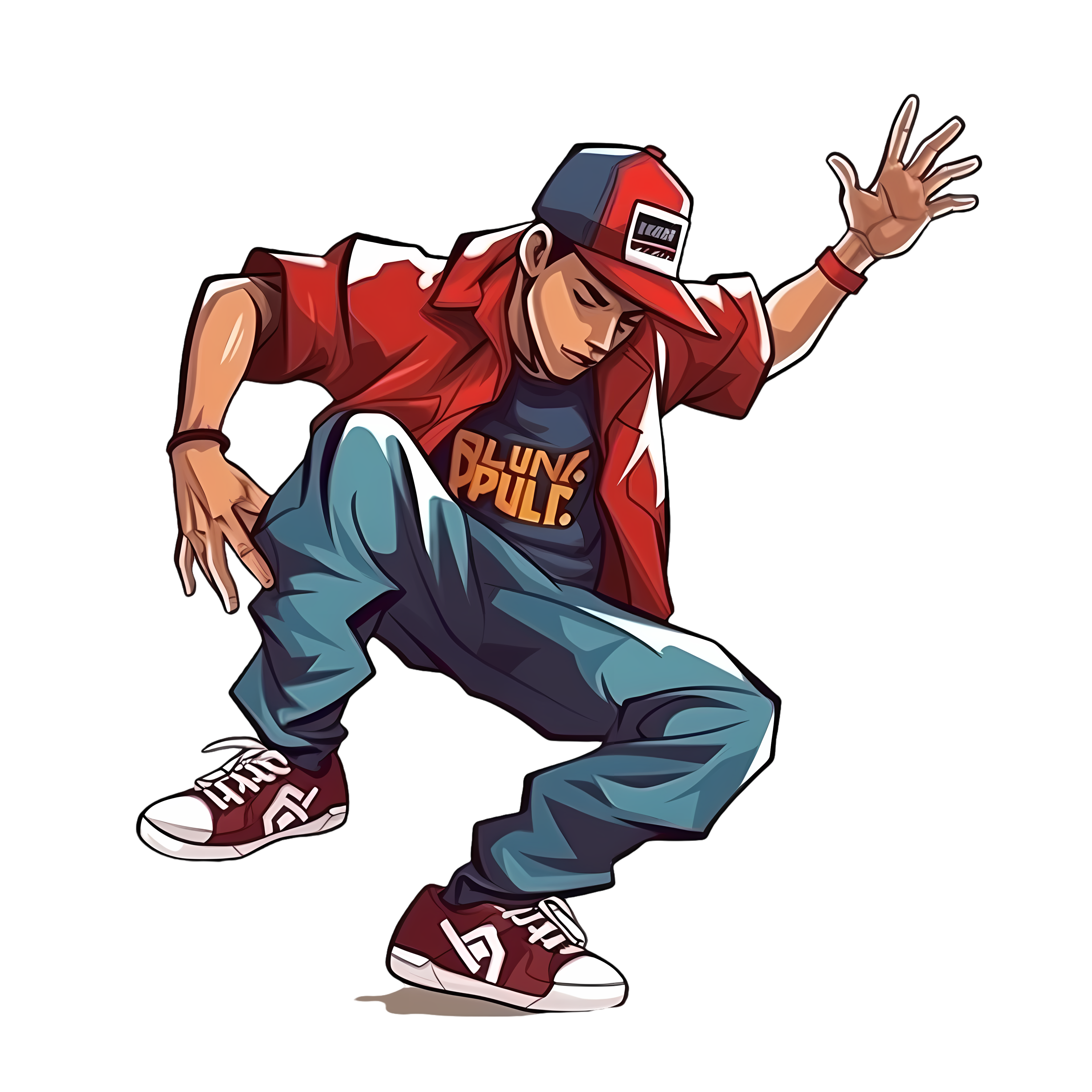 Fresh B-Boy street dance boy cartoon illustration vector material