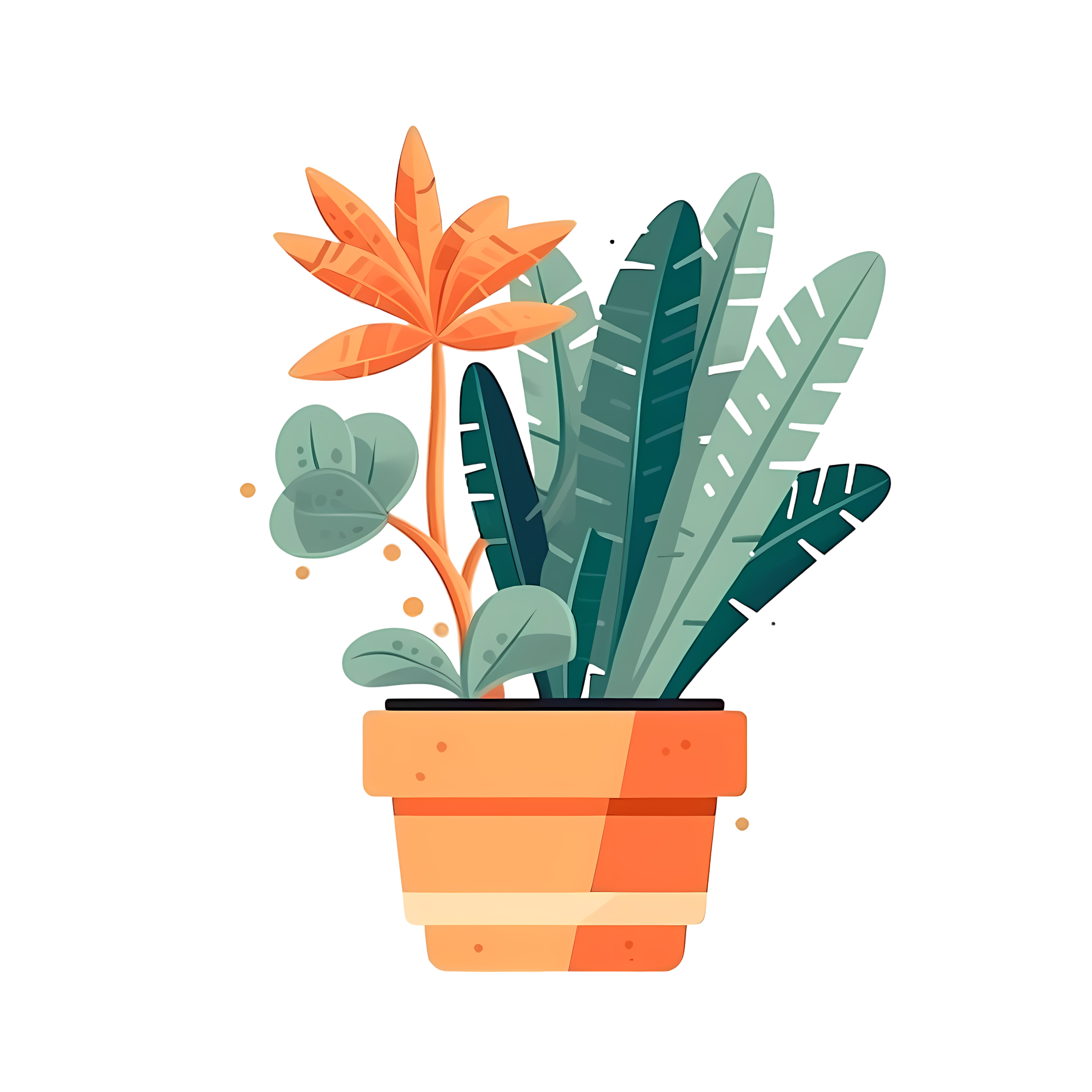 Illustration design materials for potted flowering plants