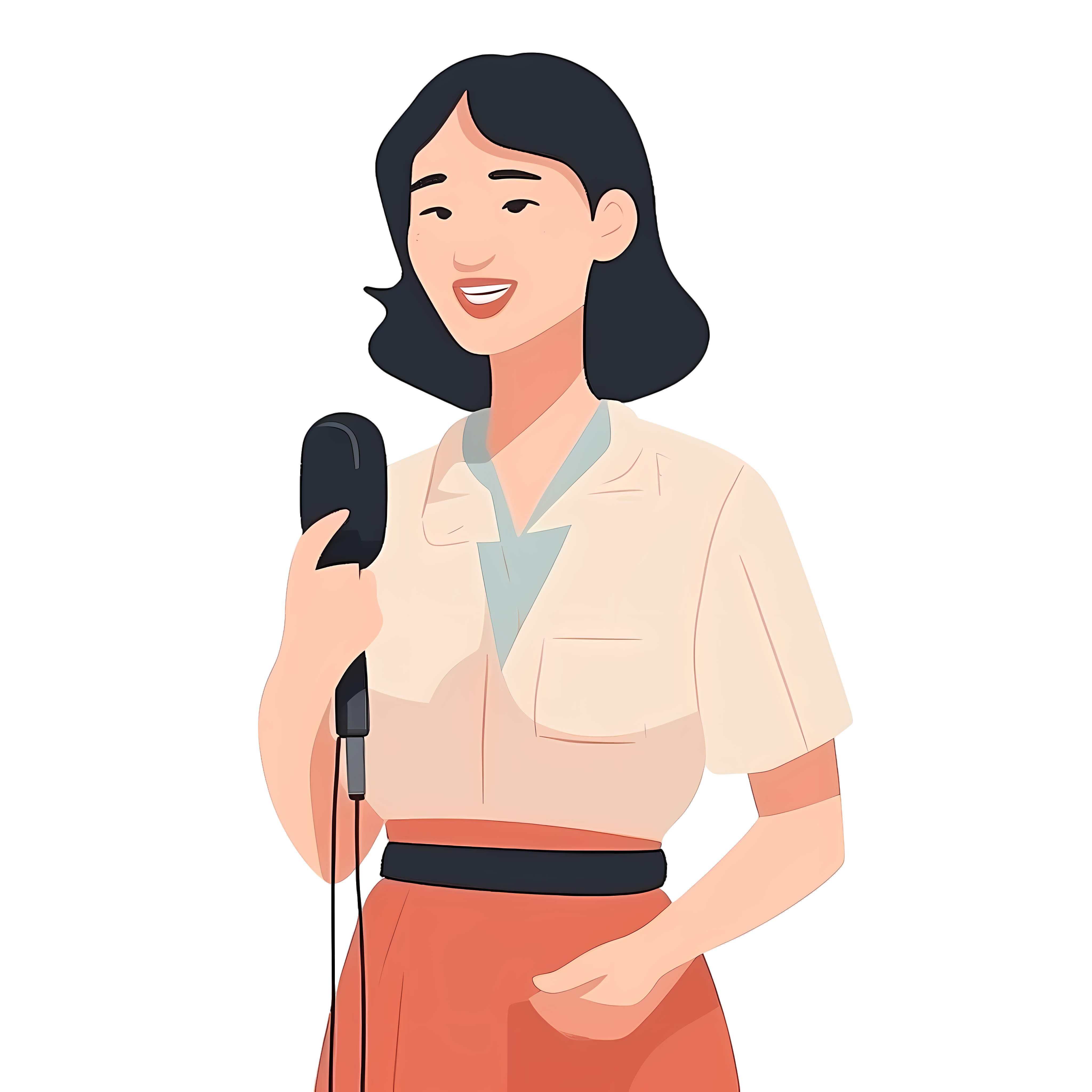 Illustration design materials for short-haired female journalist news reports