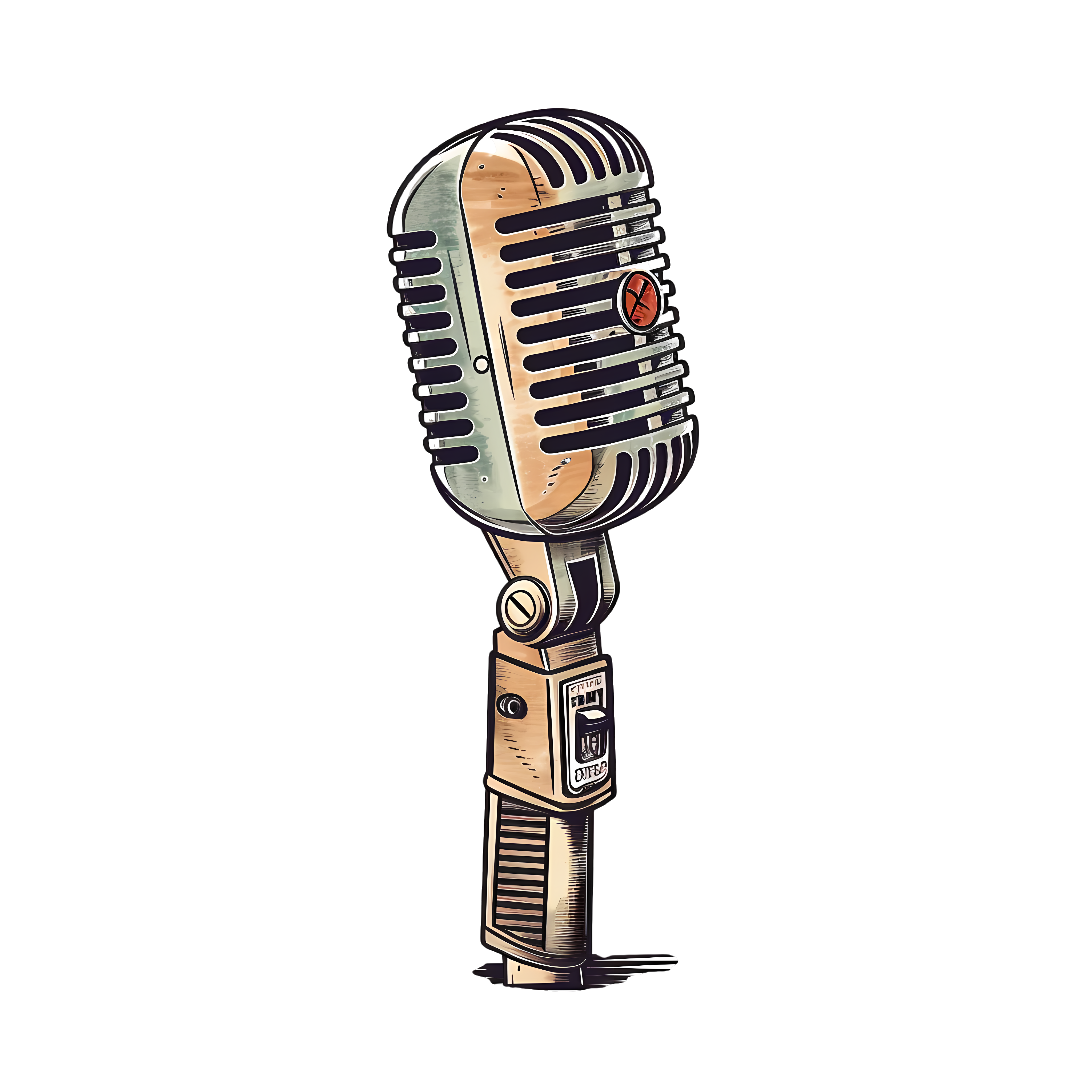 Retro cartoon audio equipment microphone element