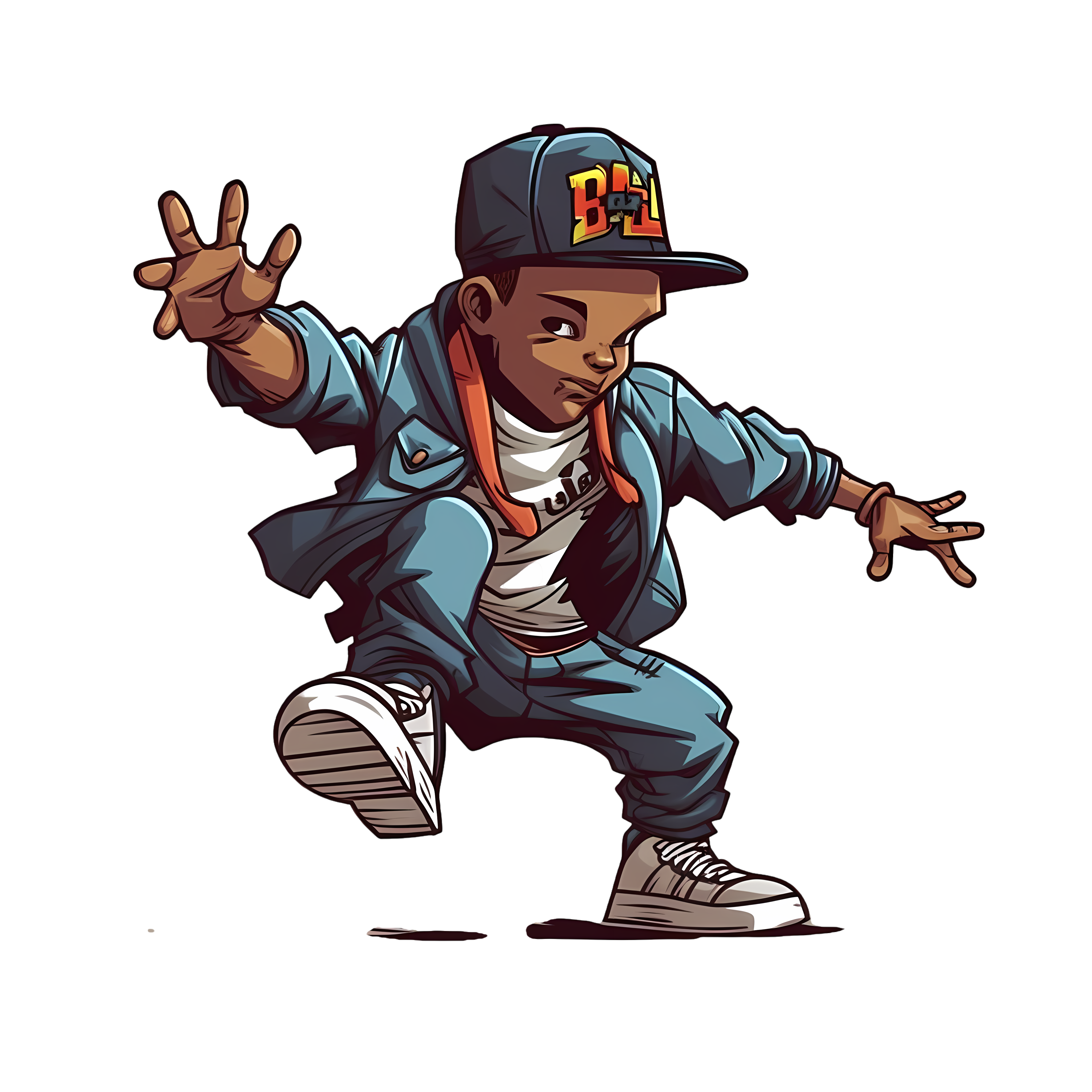 Fresh B-Boy Breakdance Cartoon Vector Illustration Material