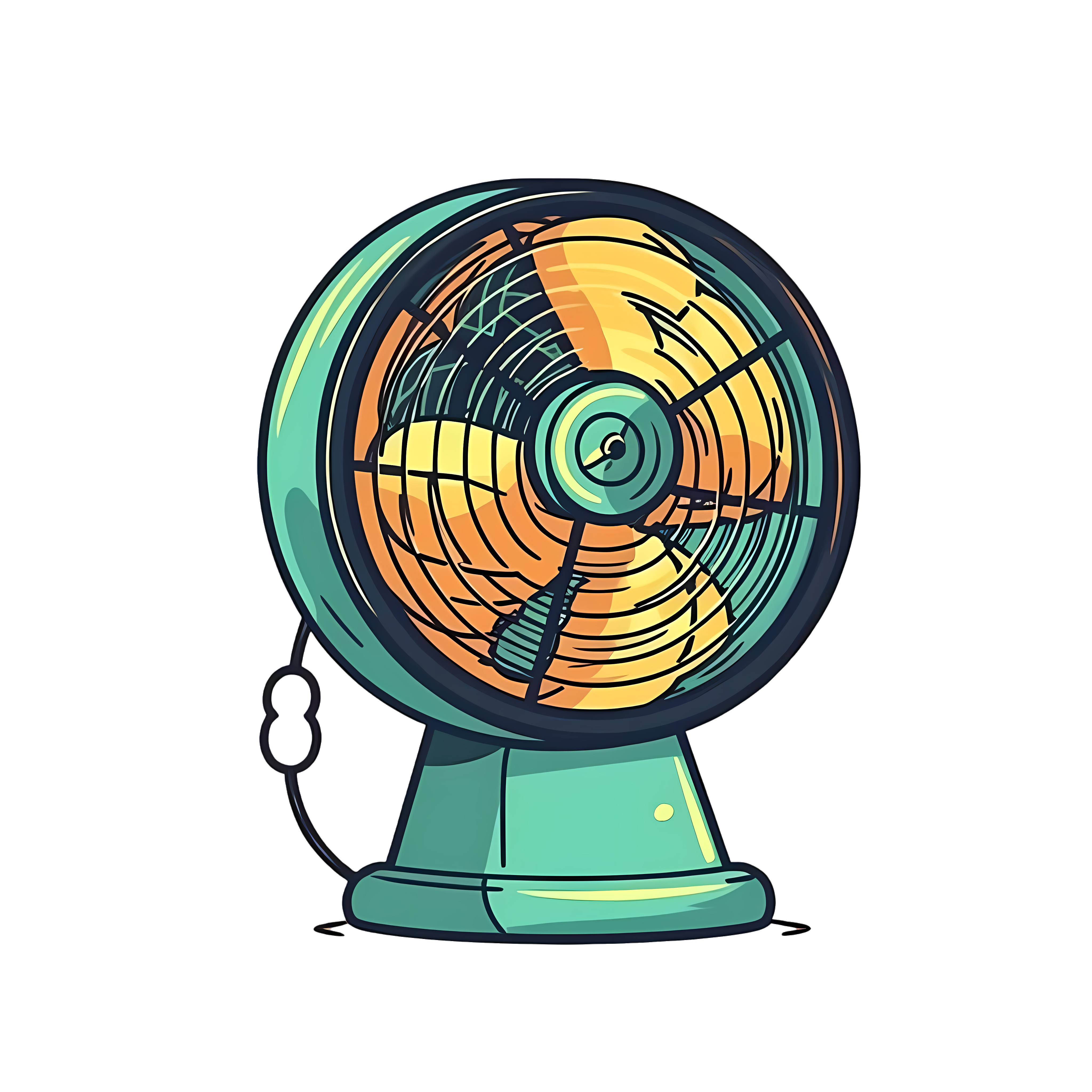 Hot summer electric fan cartoon vector illustration