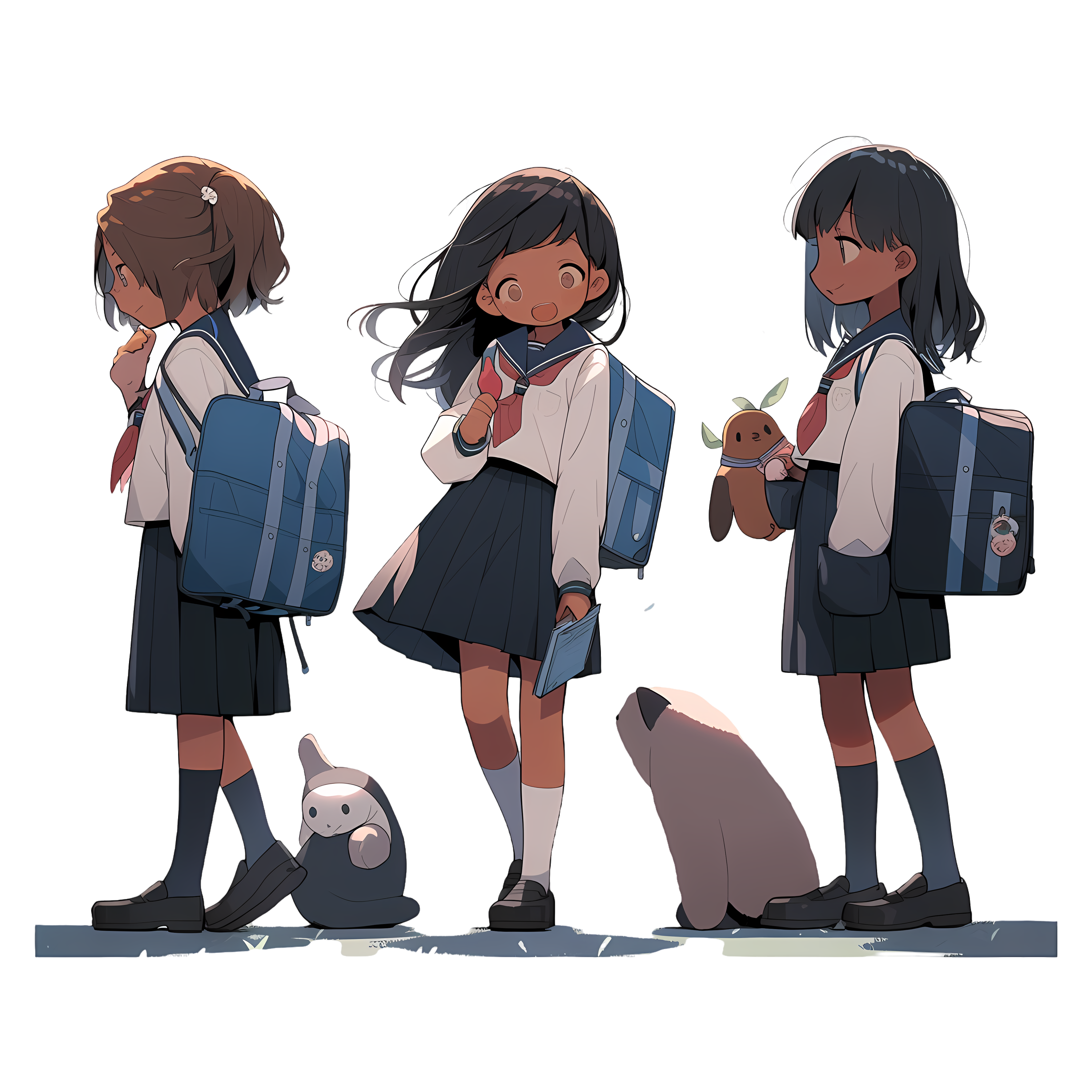 HD transparent schoolgirl PNG material